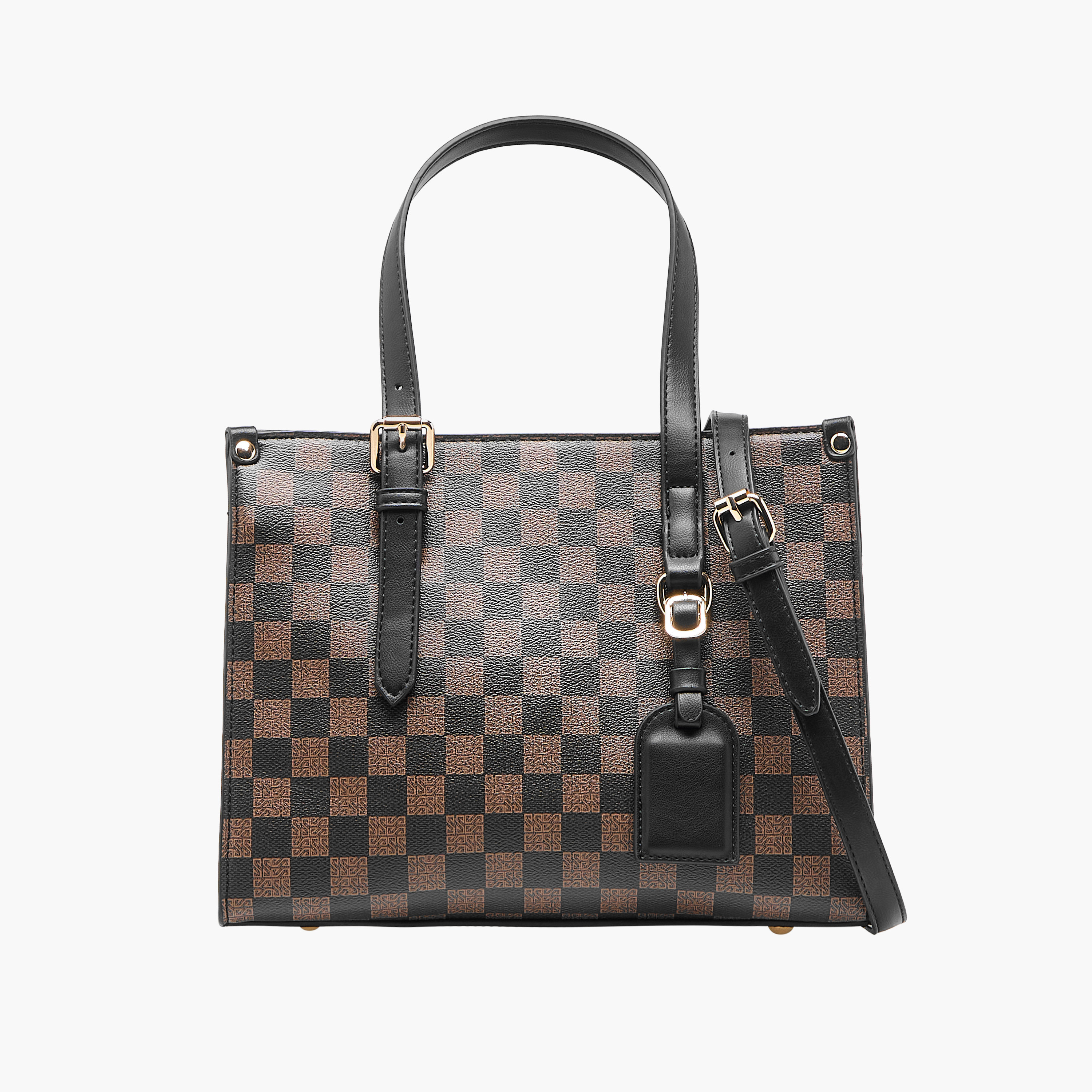 شنطة توت كاروهات بمقبض مزدوج وسحاب إغلاق من ساشا-women-bagsandwallets-handbags-image-1