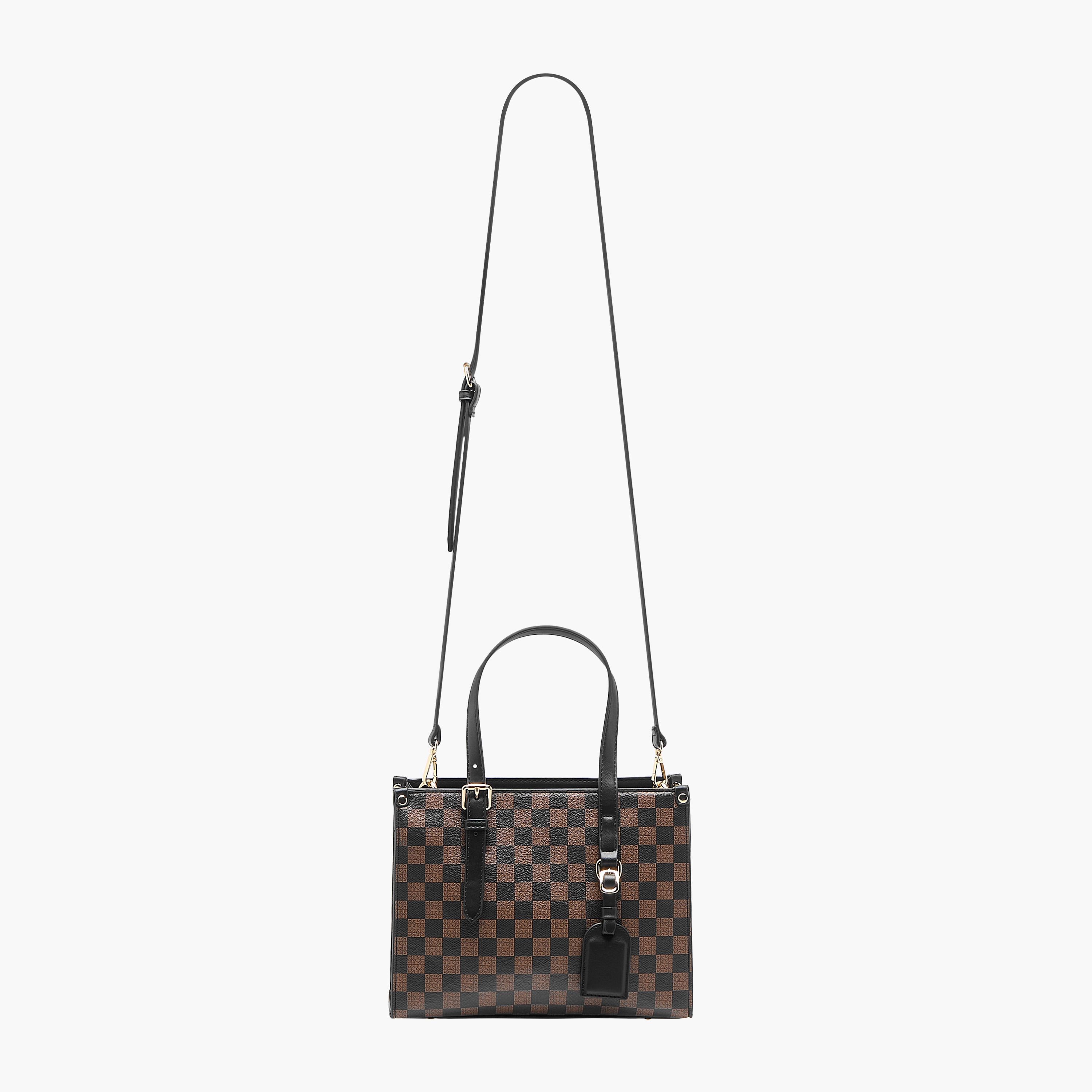 شنطة توت كاروهات بمقبض مزدوج وسحاب إغلاق من ساشا-women-bagsandwallets-handbags-image-3