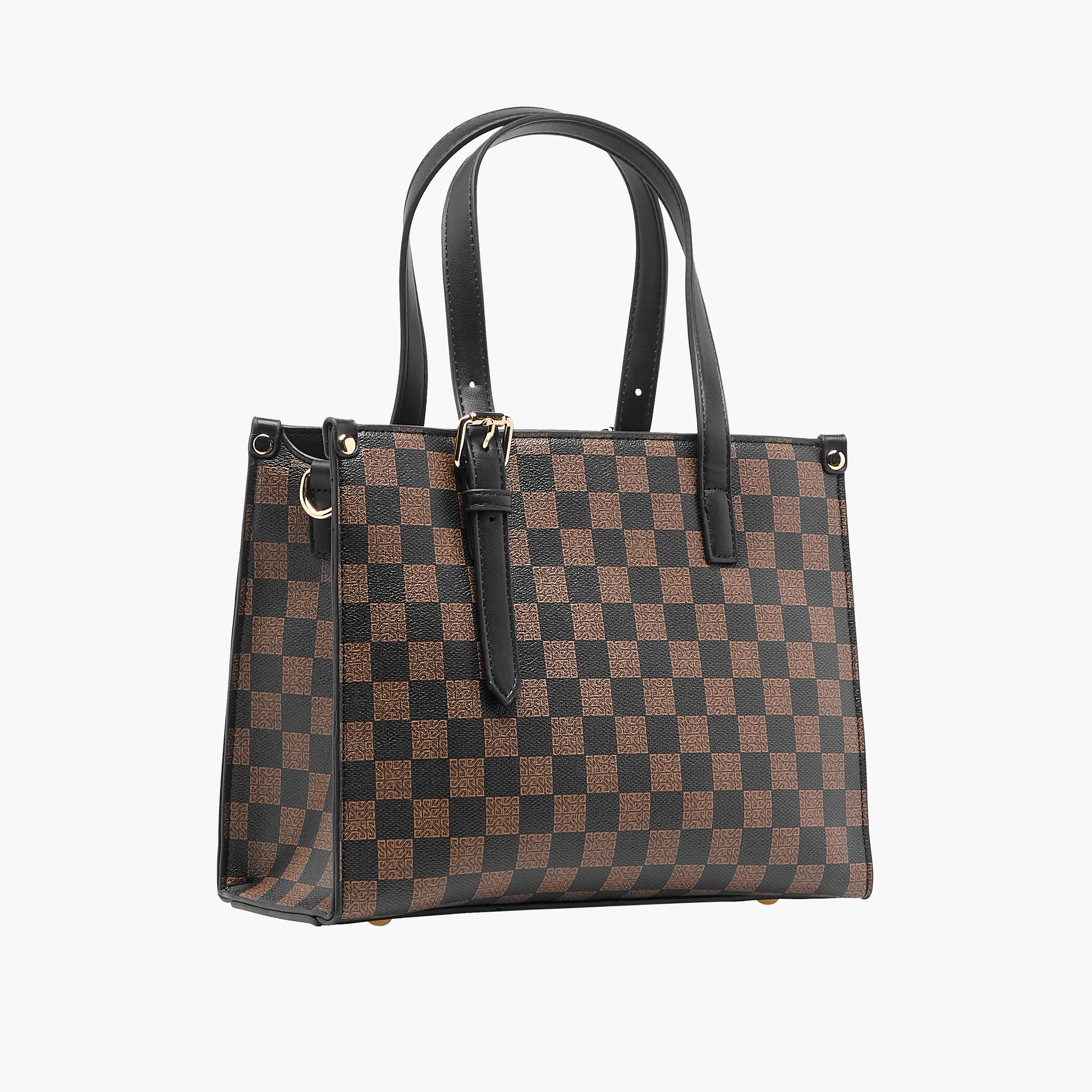 شنطة توت كاروهات بمقبض مزدوج وسحاب إغلاق من ساشا-women-bagsandwallets-handbags-image-4