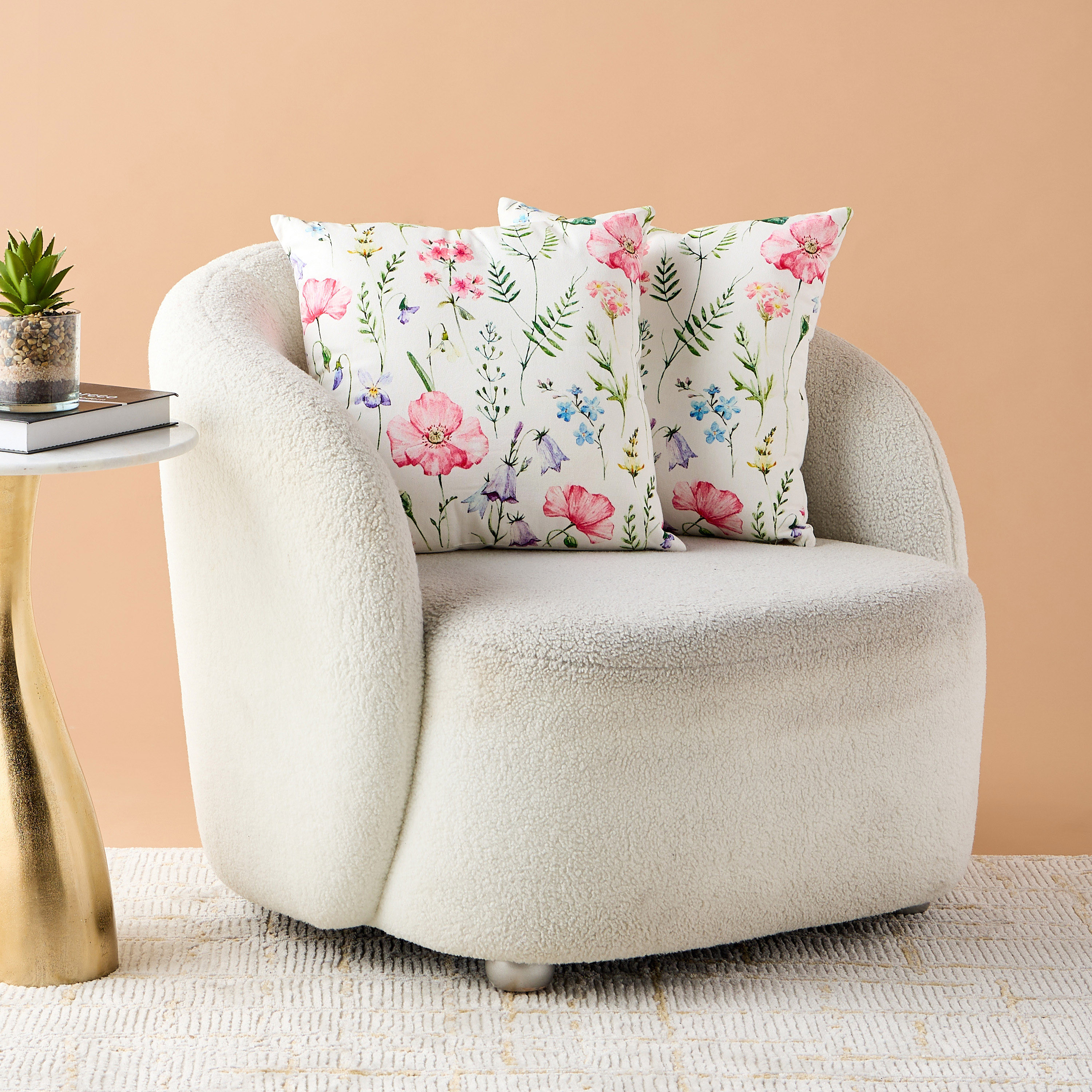 Floral Print 2-Piece Filled Cushion Set - 45x45 cms-household-cushionsandthrows-filledcushions-decorativecushions-image-1