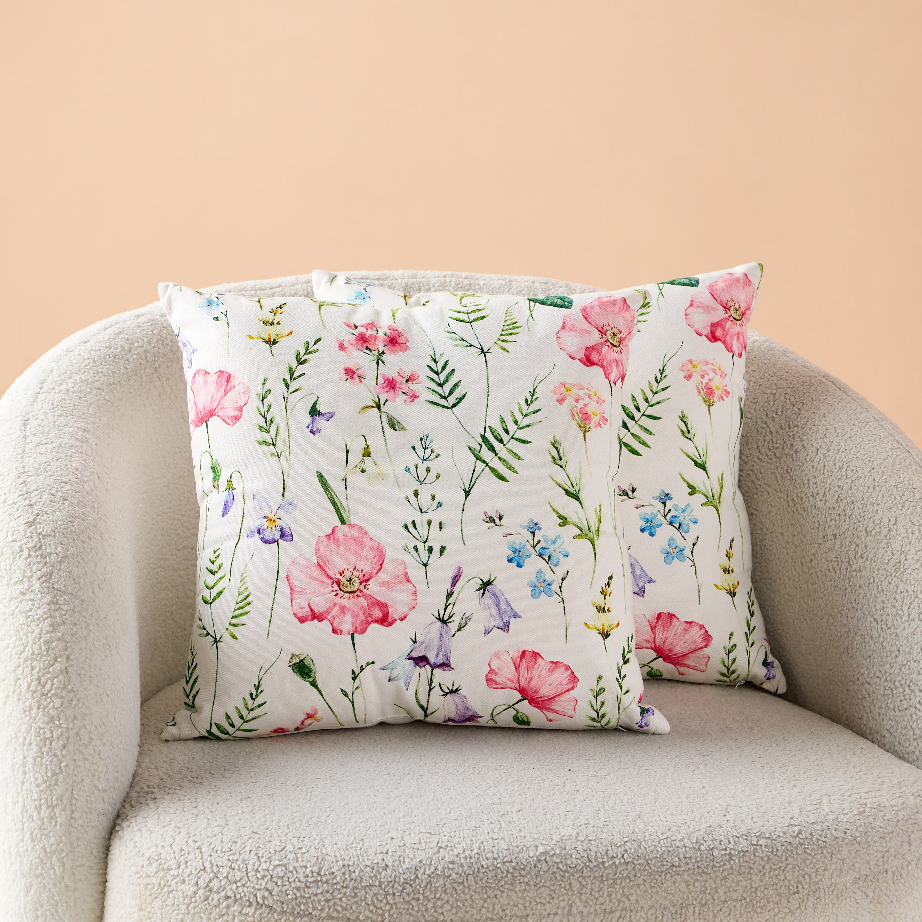 Floral Print 2-Piece Filled Cushion Set - 45x45 cms-household-cushionsandthrows-filledcushions-decorativecushions-image-2