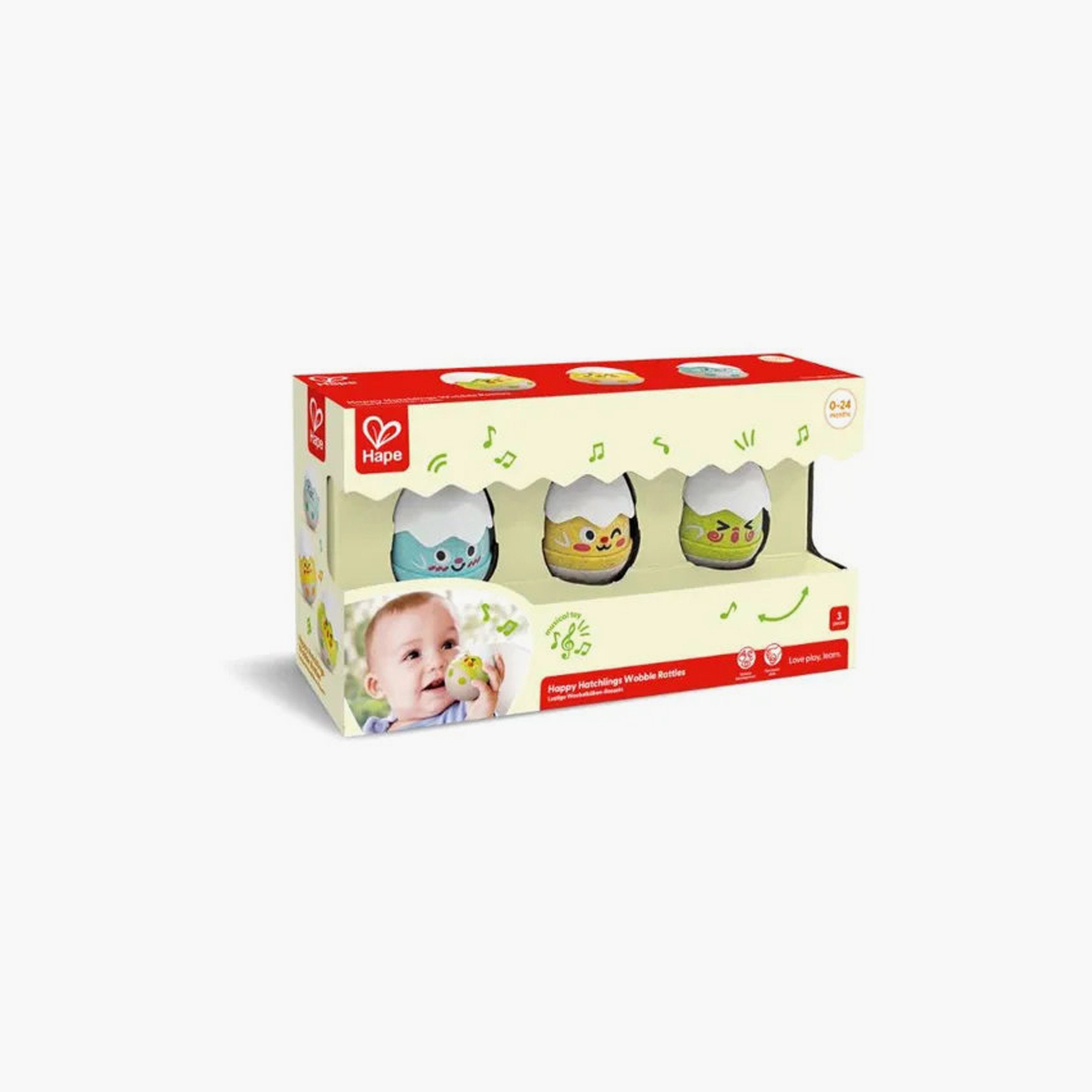 Hape 3-Piece Happy Hatchlings Wobble Rattles - White-toys-babyandtoddlertoys-rattlesandteethers-image-4