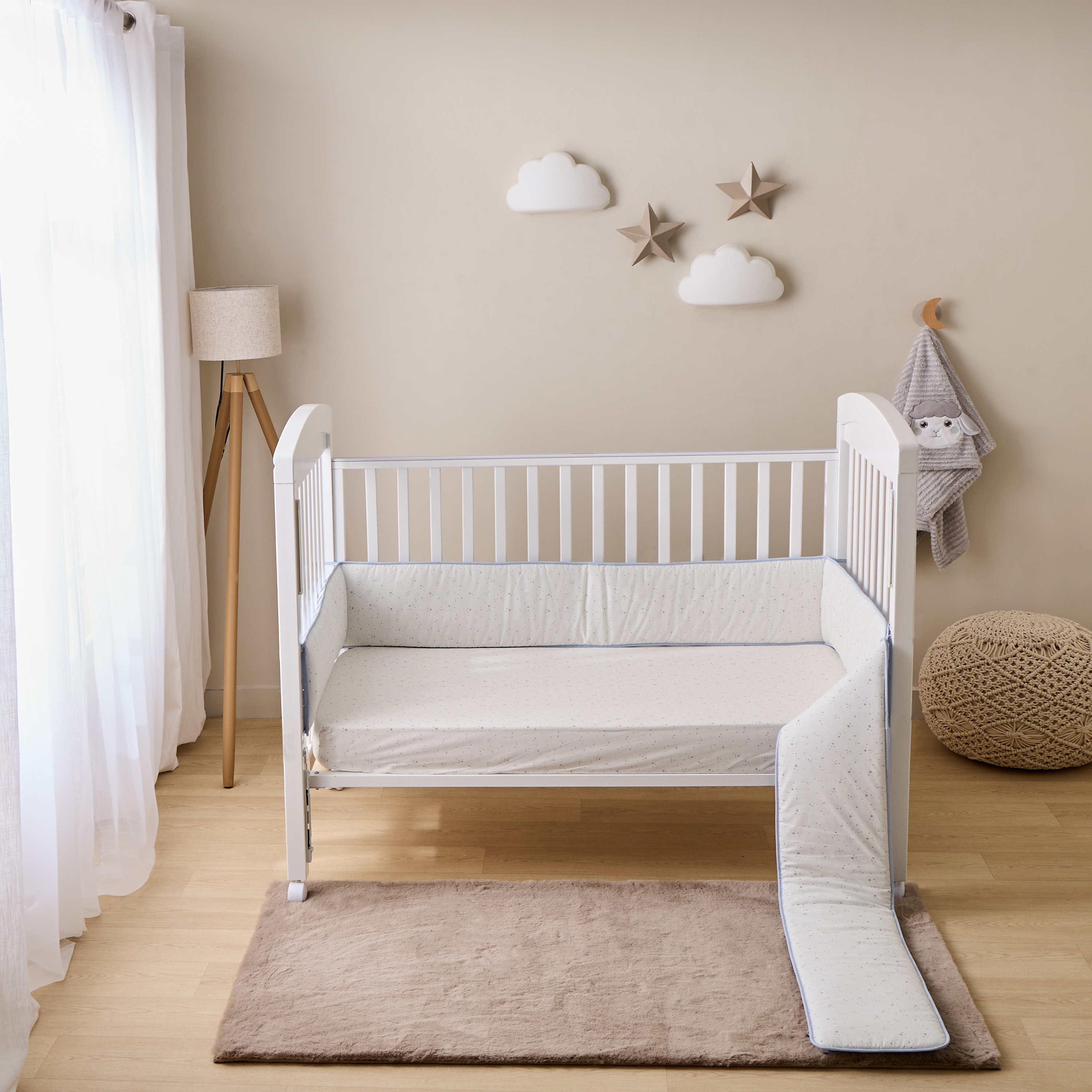 Cambrass Crib Accessory Cot Bumper with Star Print, 390x25 cm, Set of 2-baby-nursery-furniture-cribsandbeds-cribaccessories-image-1