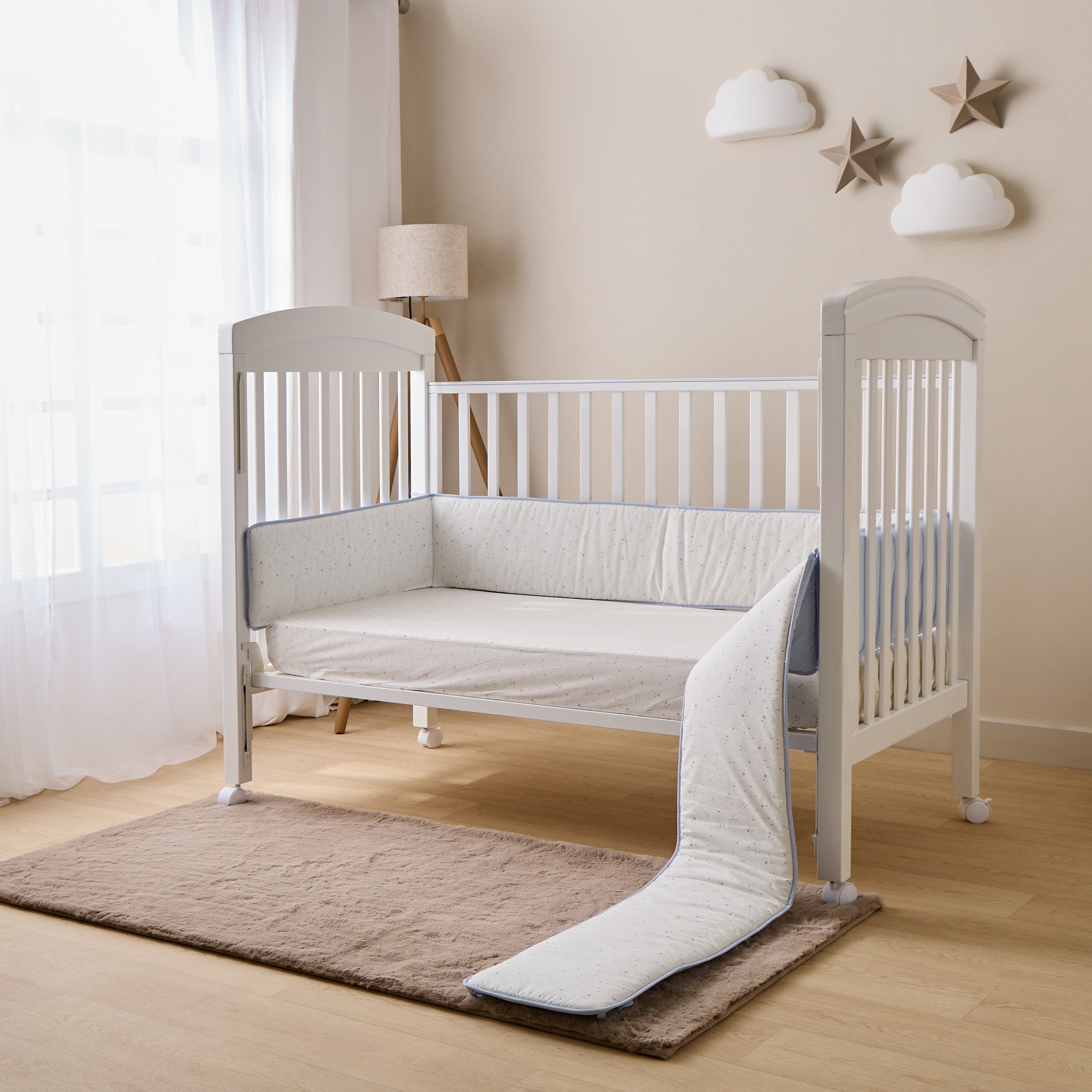 Cambrass Crib Accessory Cot Bumper with Star Print, 390x25 cm, Set of 2-baby-nursery-furniture-cribsandbeds-cribaccessories-image-2