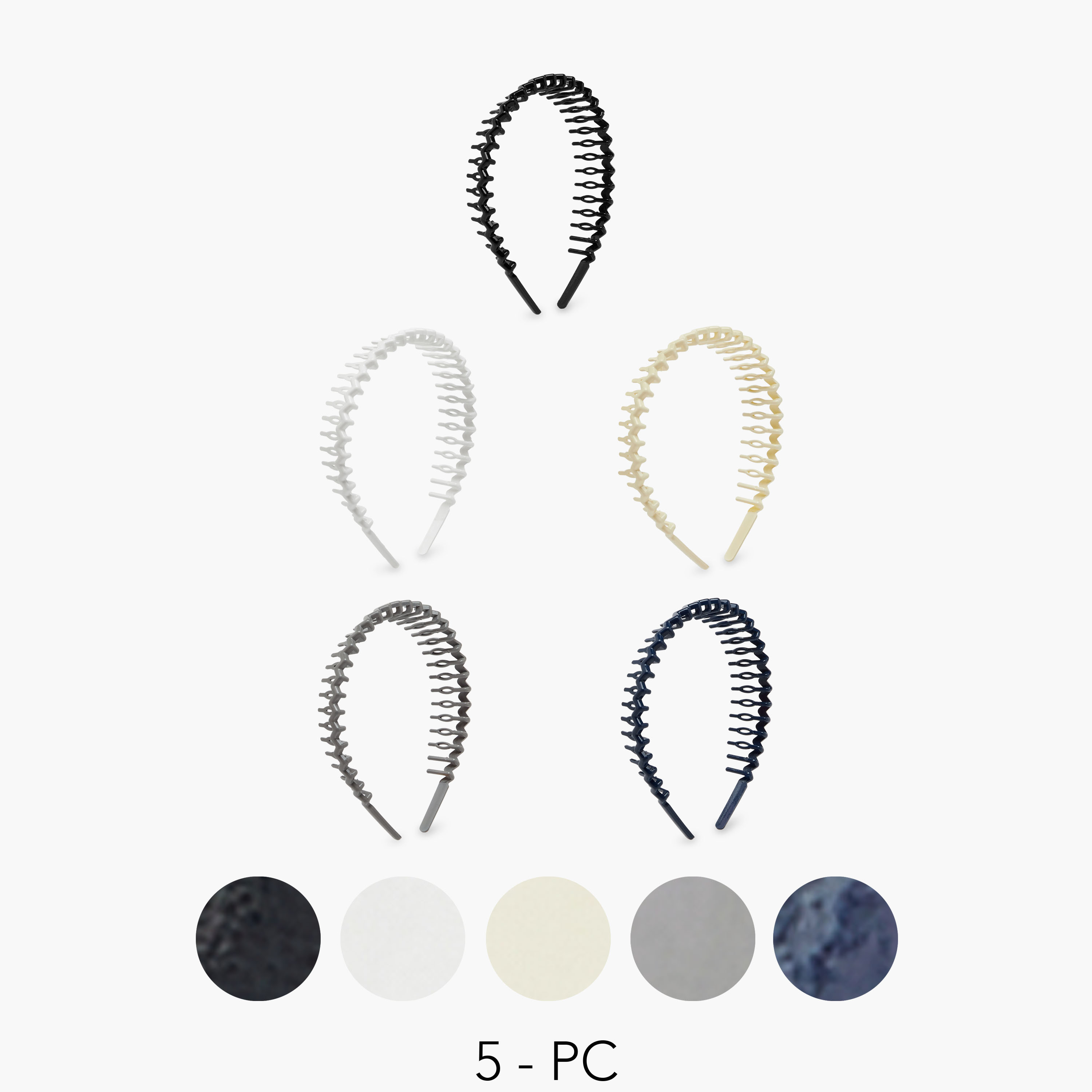 طوق شعر متعرج سادة - طقم من 5 قطع-women-hairaccessories-bands-image-1