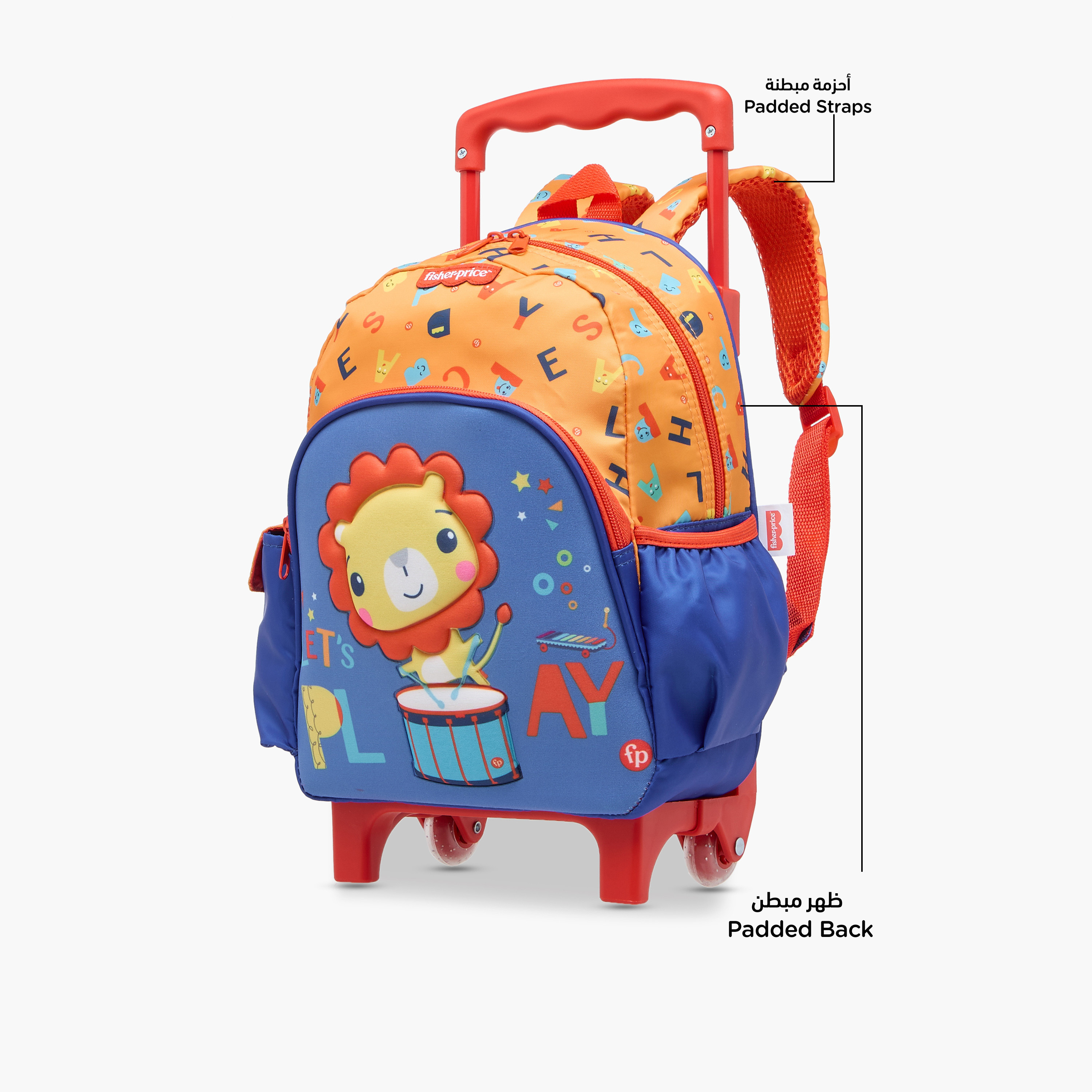 شنطة ظهر ترولي بطبعات بمقبض قابل للسحب وسحاب إغلاق من فيشر-برايس - 12 بوصة-school-bagsandbackpacks-trolleybags-image-6