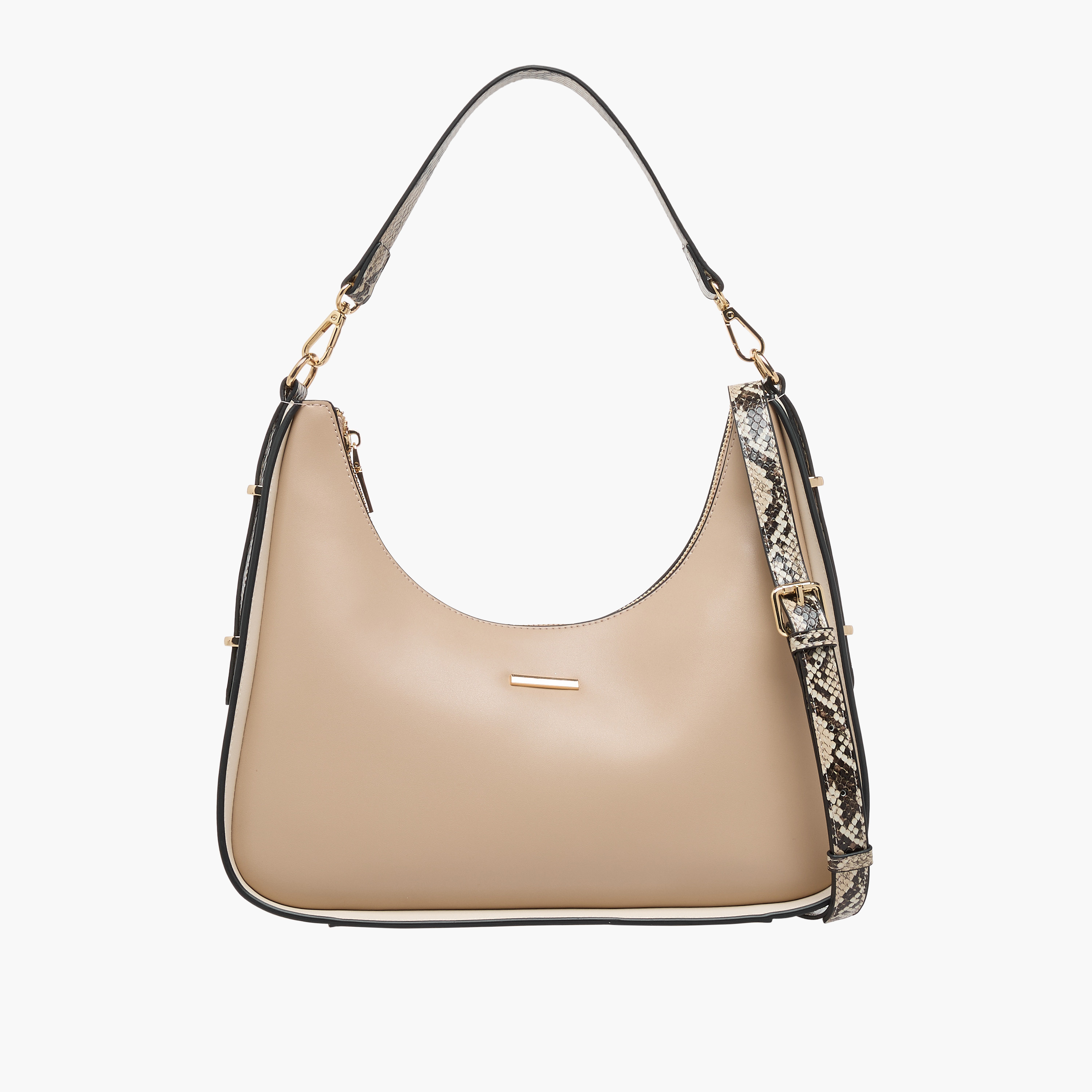 Sasha Solid Shoulder Bag with Animal Print Strap-women-bagsandwallets-handbags-image-1