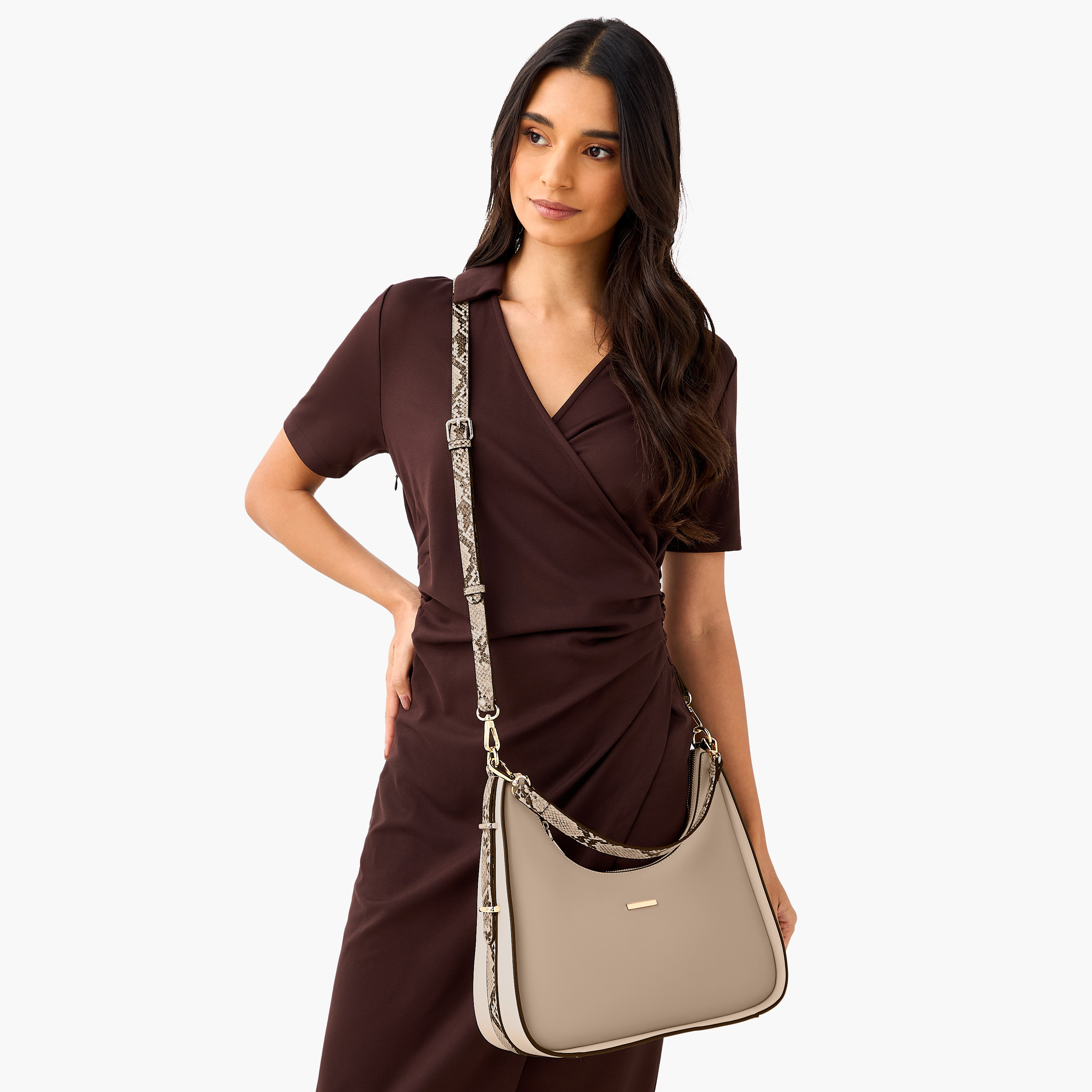 Sasha Solid Shoulder Bag with Animal Print Strap-women-bagsandwallets-handbags-image-2