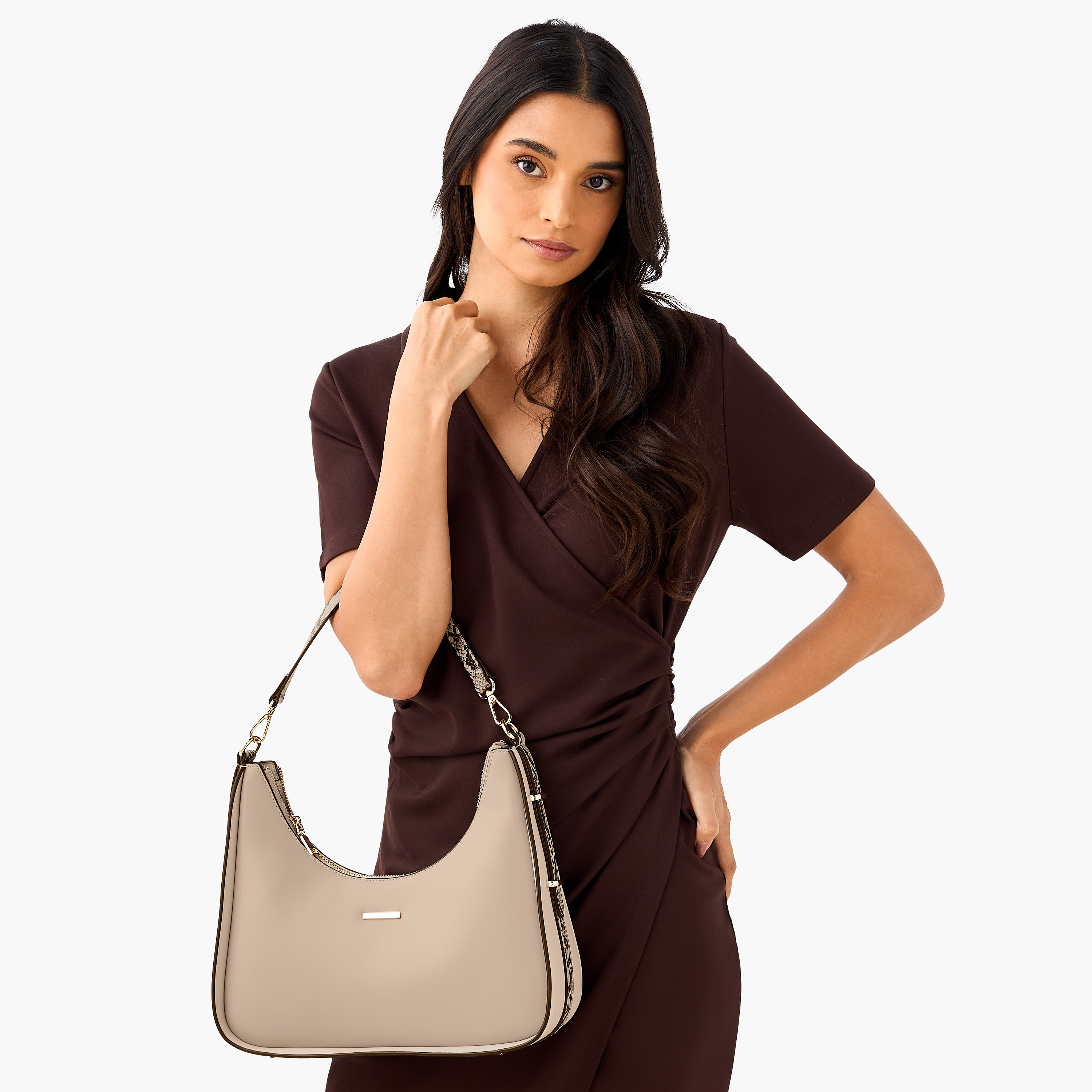 Sasha Solid Shoulder Bag with Animal Print Strap-women-bagsandwallets-handbags-image-8