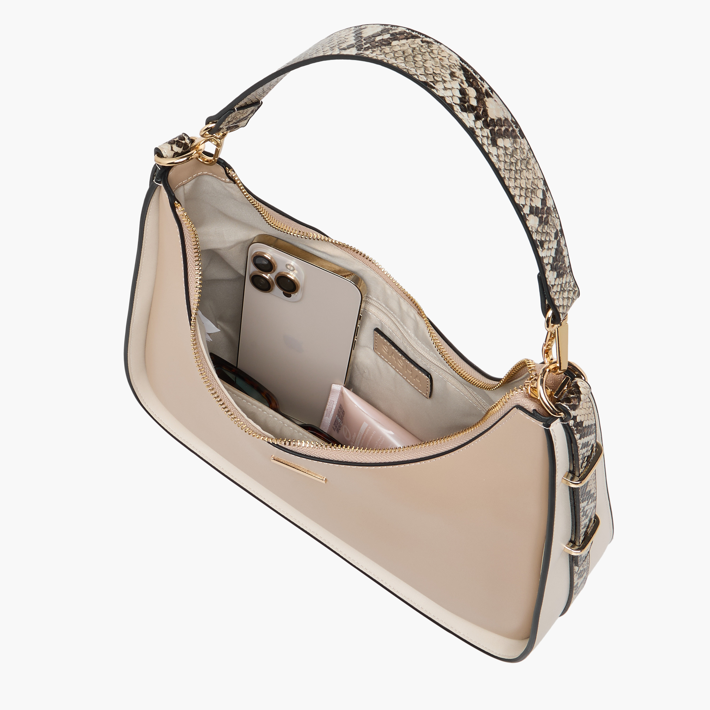Sasha Solid Shoulder Bag with Animal Print Strap-women-bagsandwallets-handbags-image-9