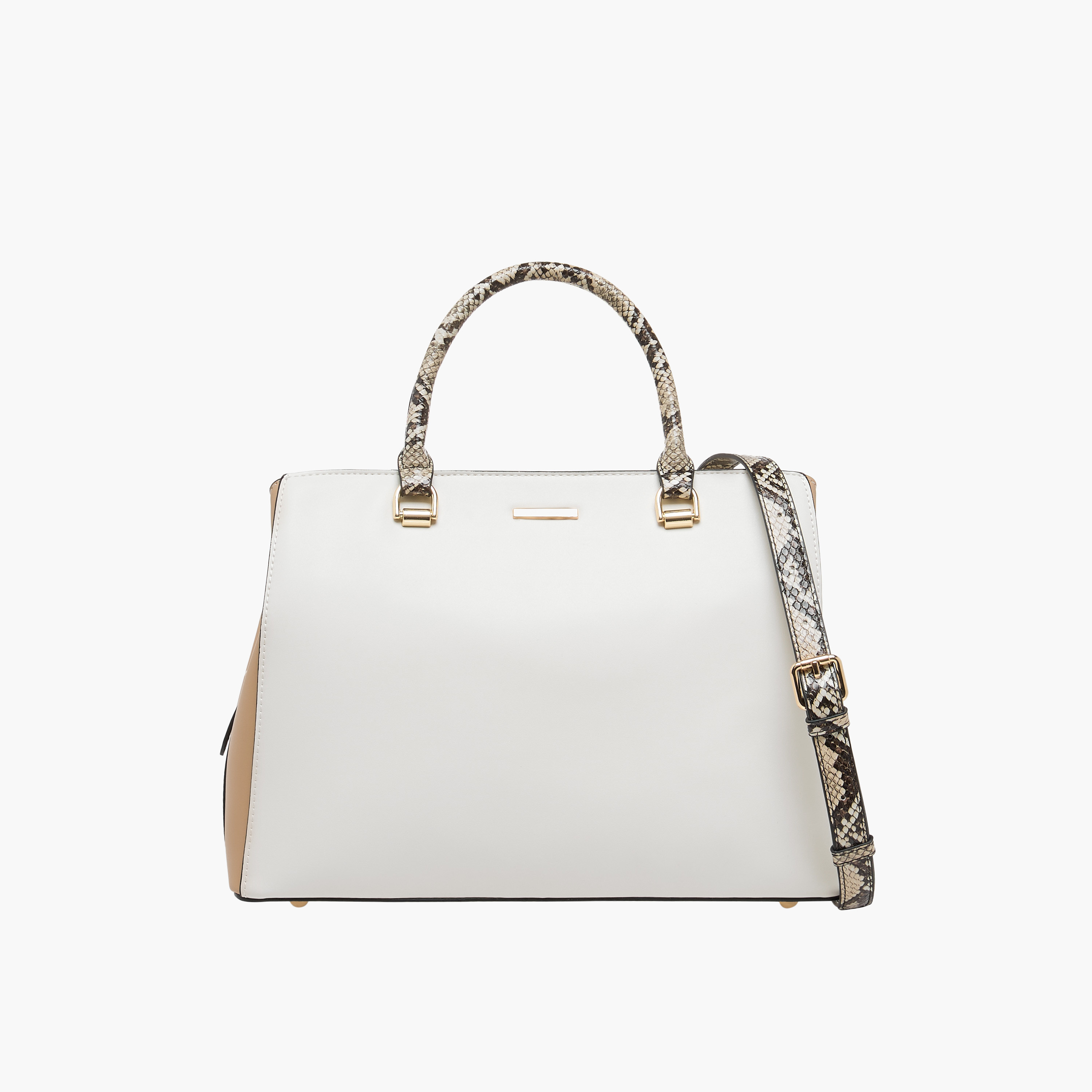 Sasha Solid Tote Bag with Detachable Strap and Zip Closure-women-bagsandwallets-handbags-image-1