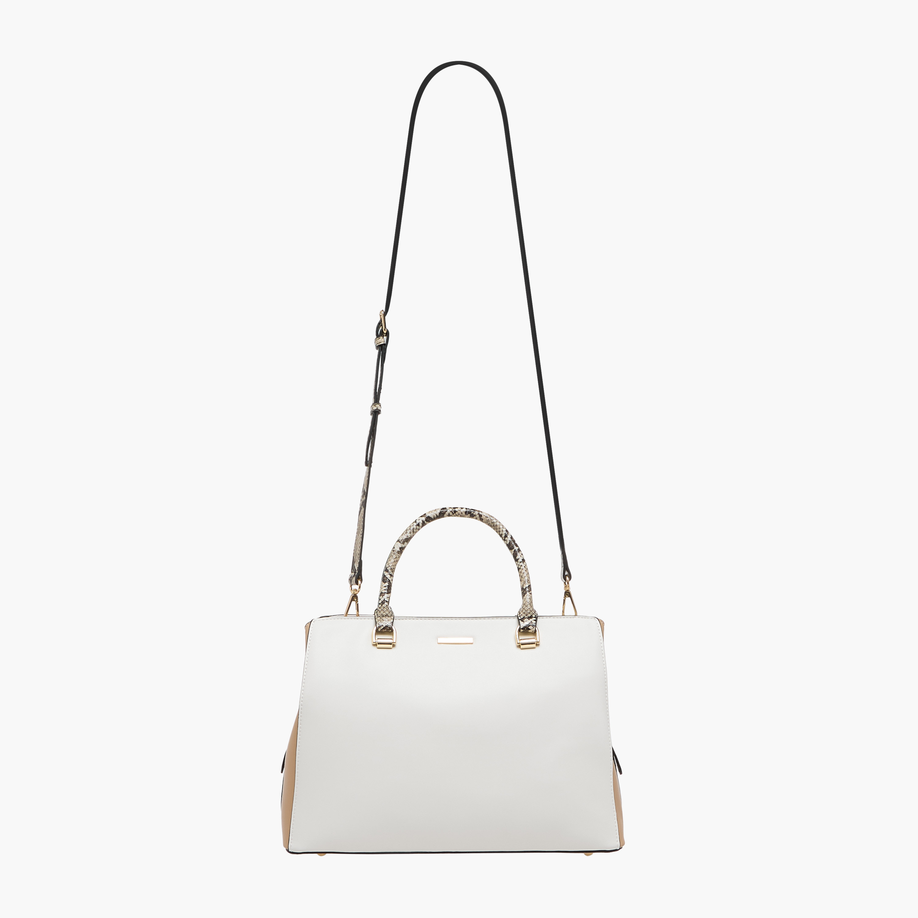 Sasha Solid Tote Bag with Detachable Strap and Zip Closure-women-bagsandwallets-handbags-image-3