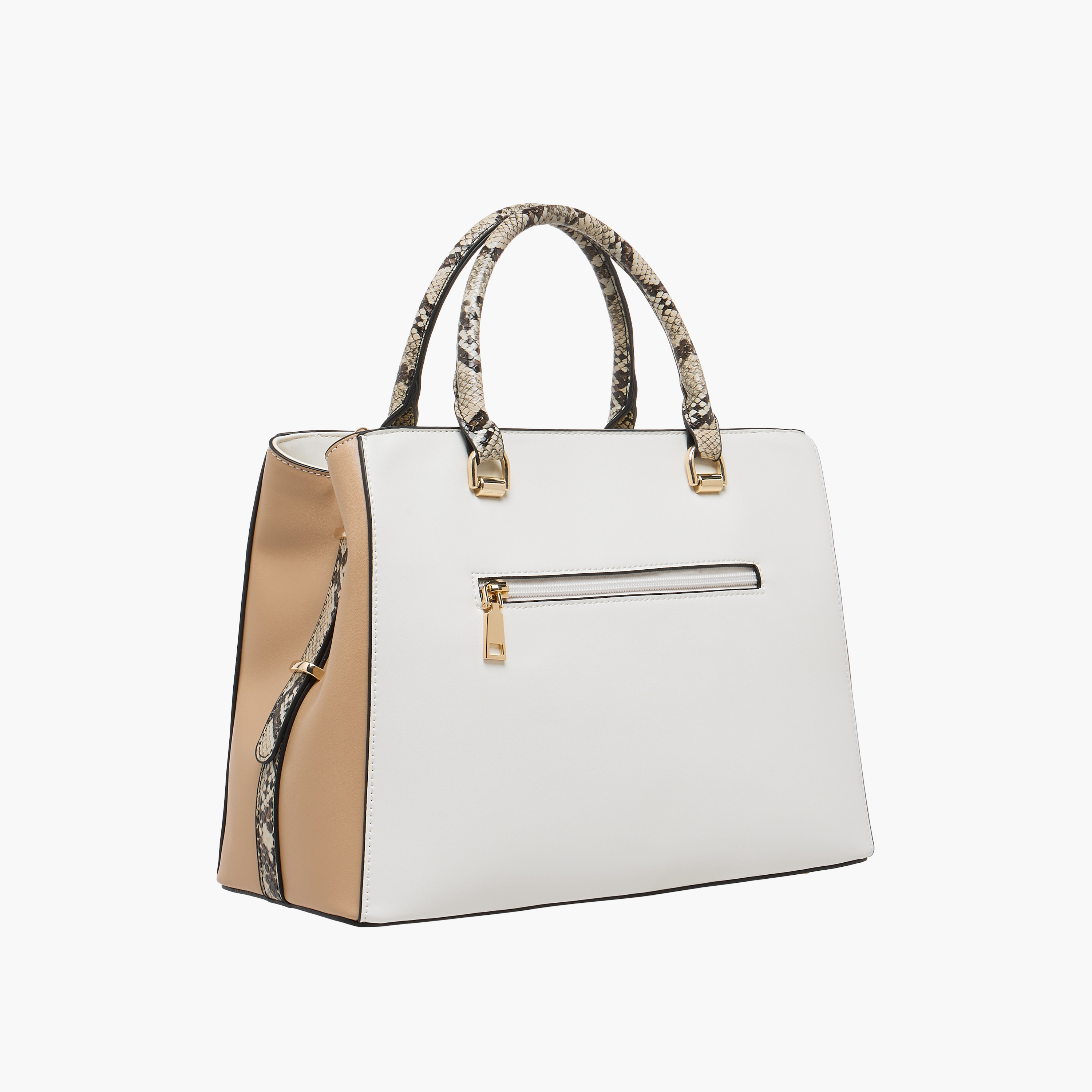 Sasha Solid Tote Bag with Detachable Strap and Zip Closure-women-bagsandwallets-handbags-image-4
