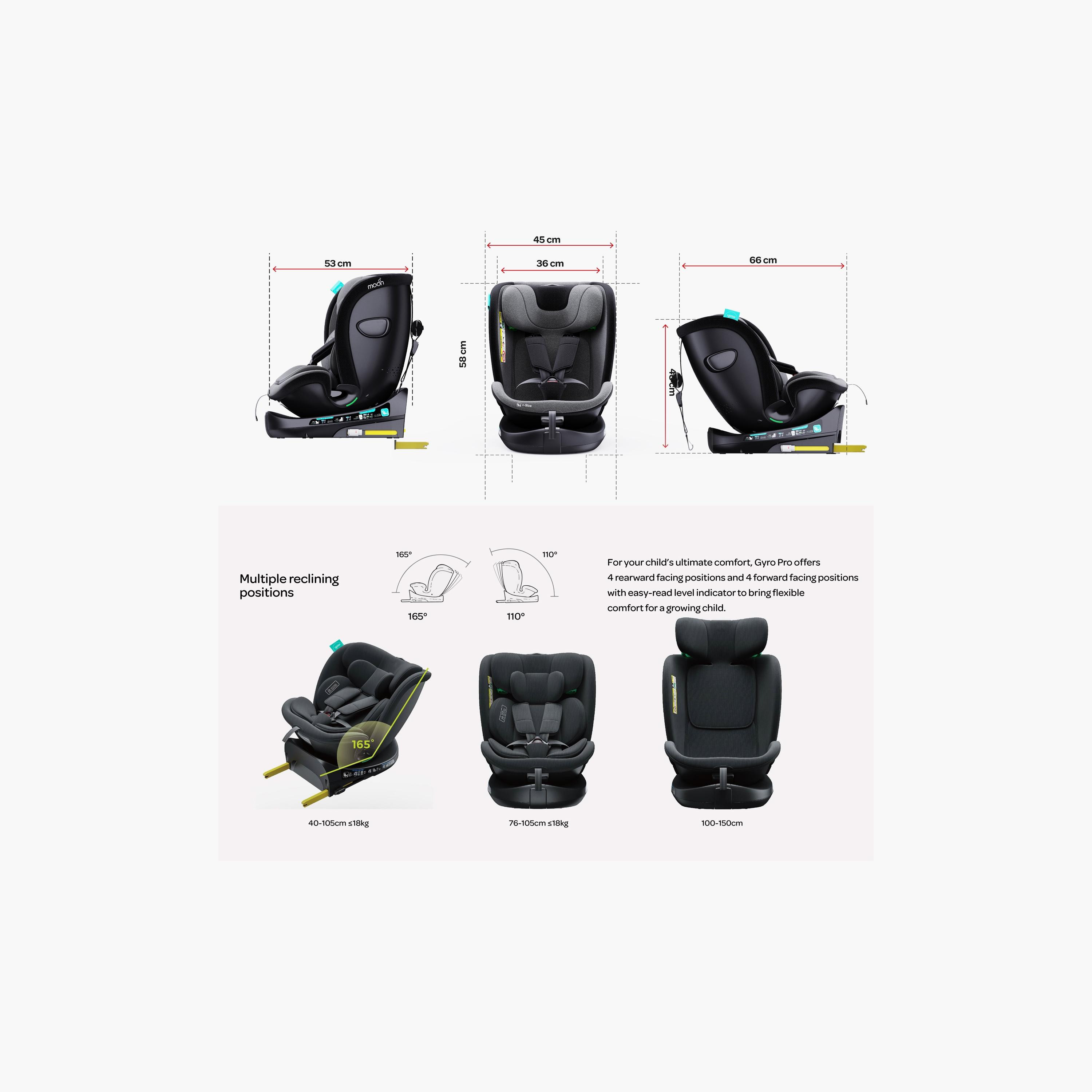 Moon Gyro Pro i-Size 360° Rotating Car Seat with ISOFIX - 0 Months to 12 Year-baby-gear-carseats-image-6