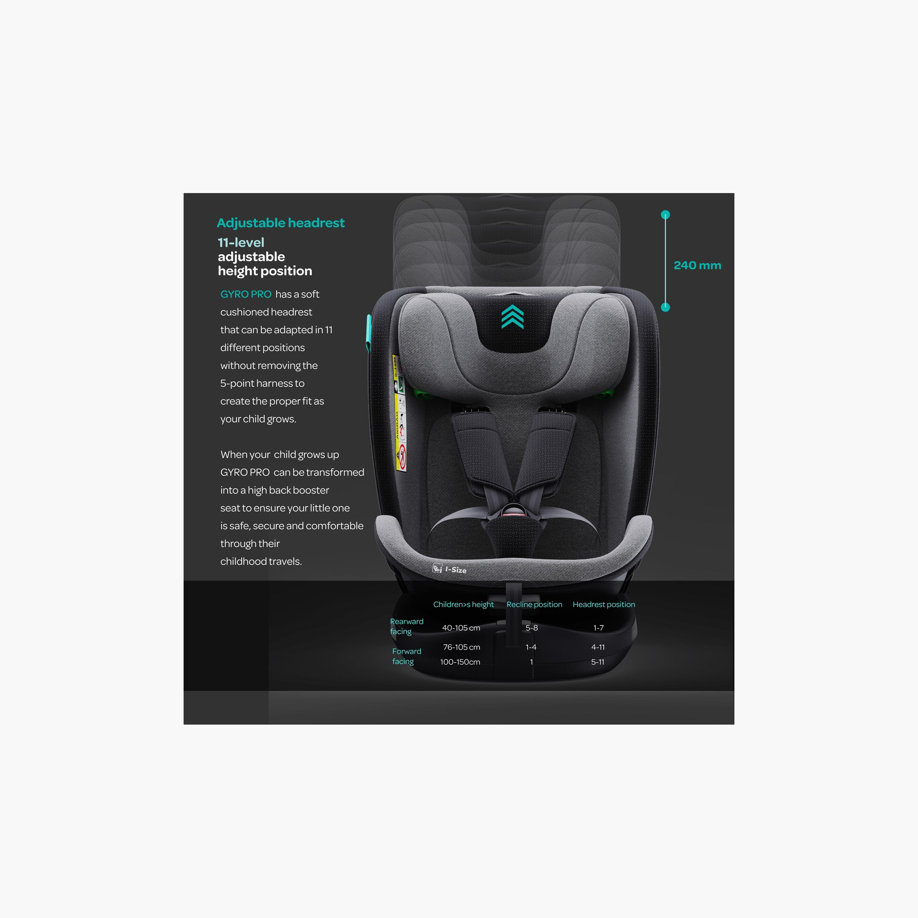 Moon Gyro Pro i-Size 360° Rotating Car Seat with ISOFIX - 0 Months to 12 Year-baby-gear-carseats-image-7