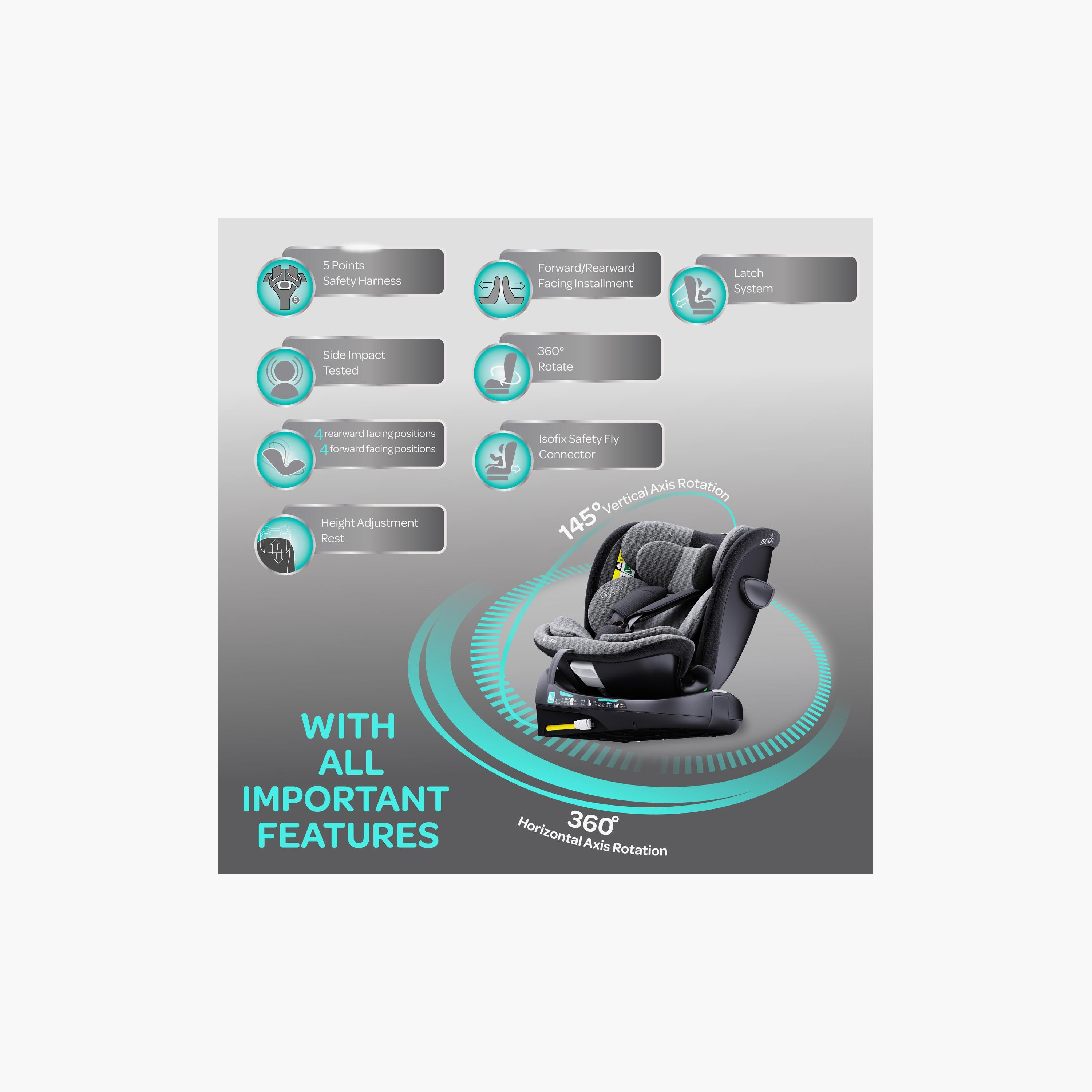 Moon Gyro Pro i-Size 360° Rotating Car Seat with ISOFIX - 0 Months to 12 Year-baby-gear-carseats-image-8
