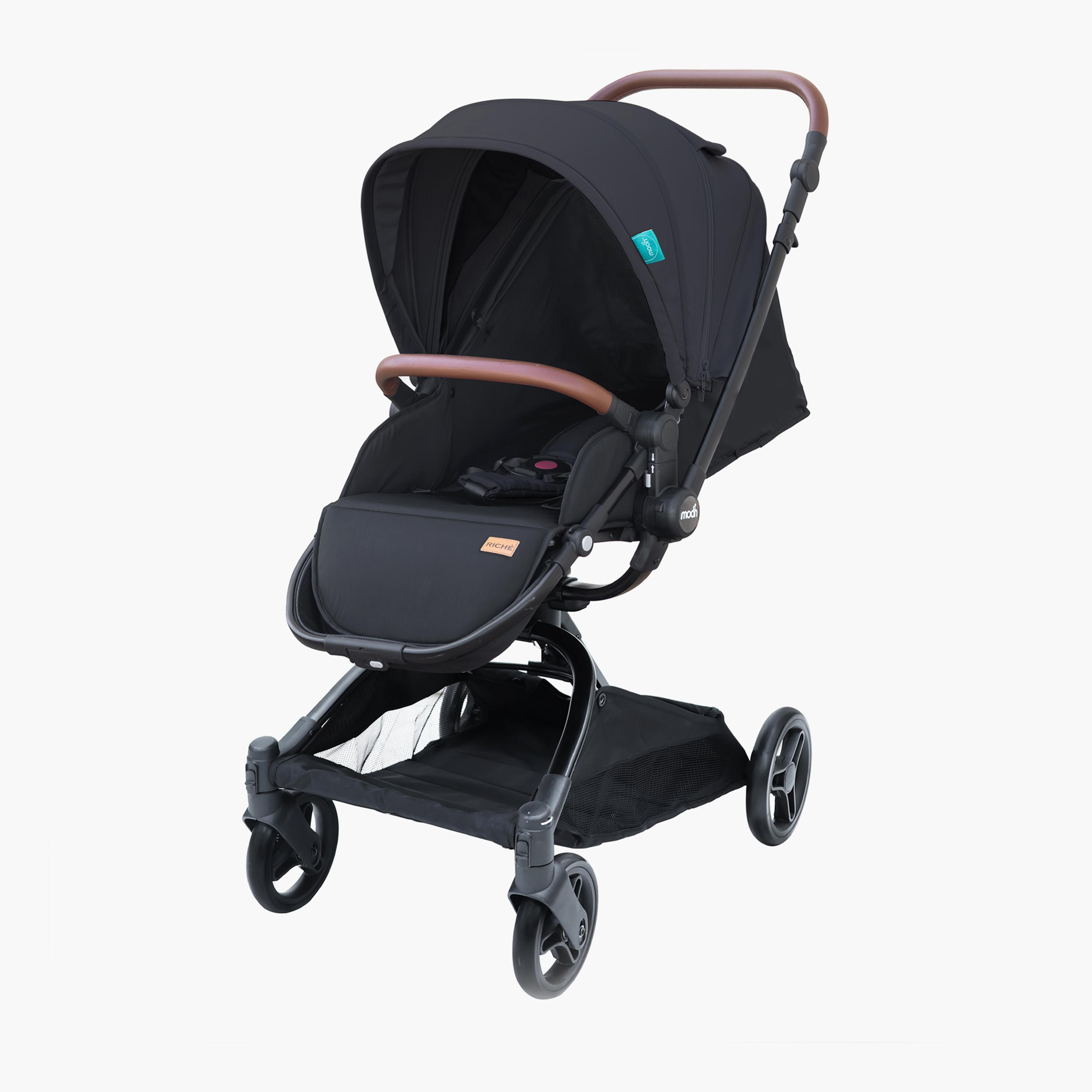 Moon Riche Advanced Baby Stroller with 360° Rotating Handle - Black-baby-gear-strollersandprams-strollers-image-1
