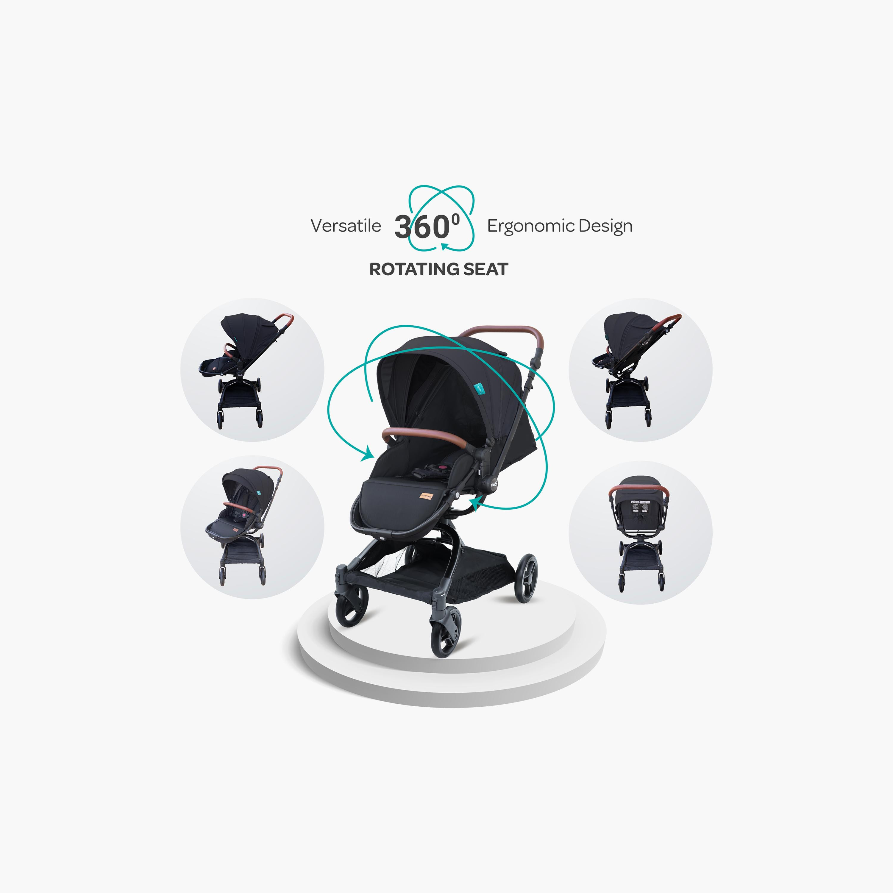 Moon Riche Advanced Baby Stroller with 360° Rotating Handle - Black-baby-gear-strollersandprams-strollers-image-2