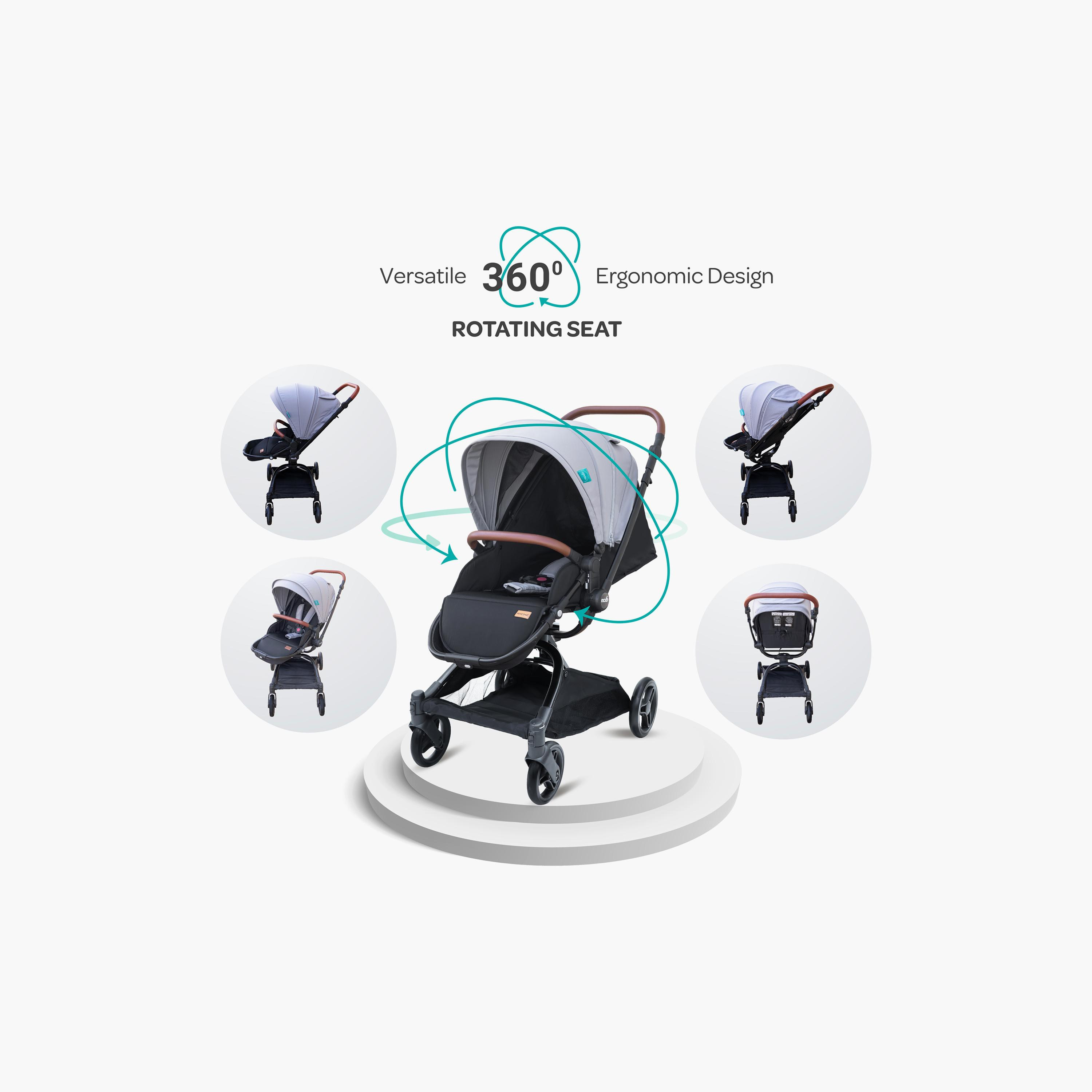 Moon Riche Advanced Baby Stroller with 360° Rotating Handle - Grey-baby-gear-strollersandprams-strollers-image-2
