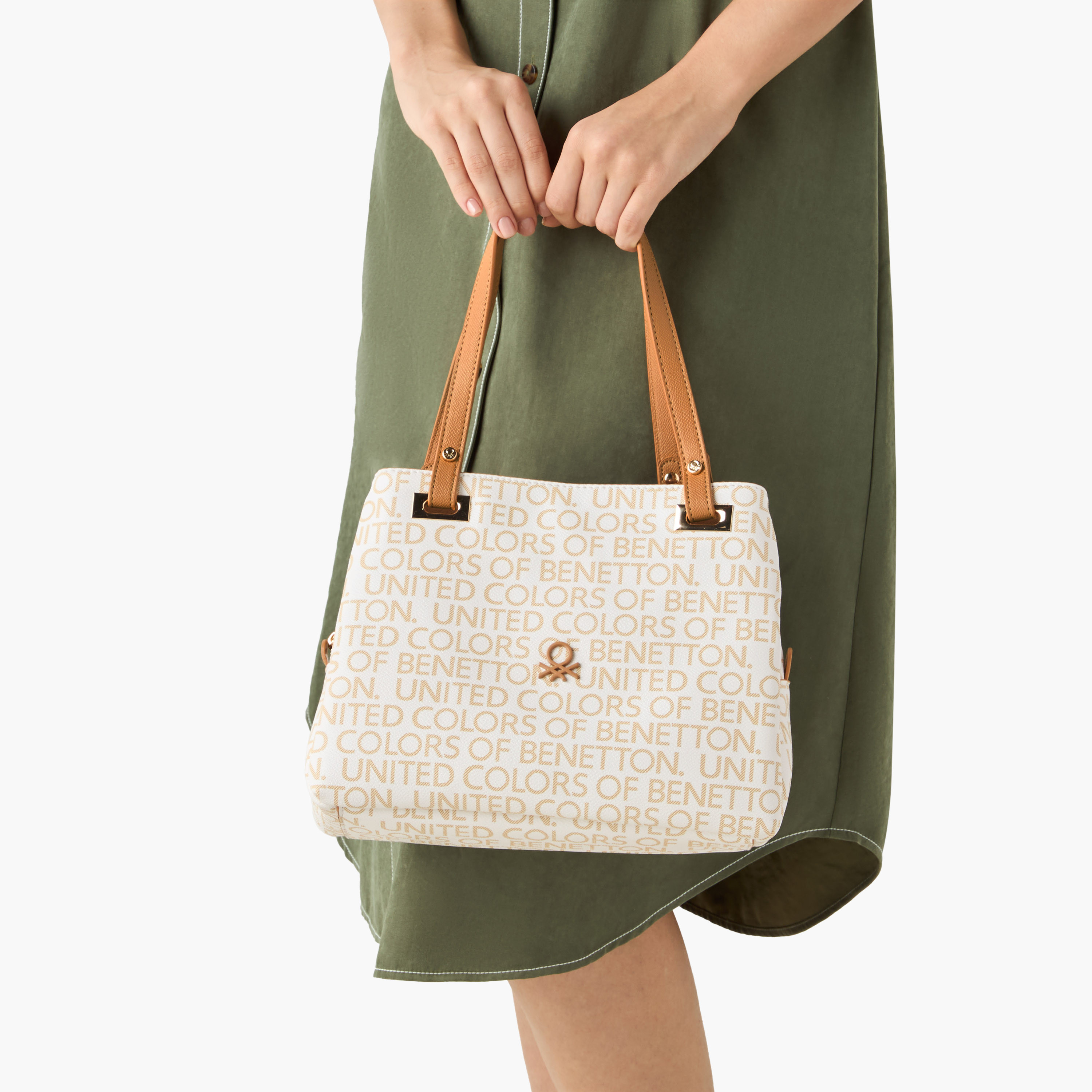 UCB Monogram Print Tote Bag with Double Handle-women-bagsandwallets-handbags-image-2