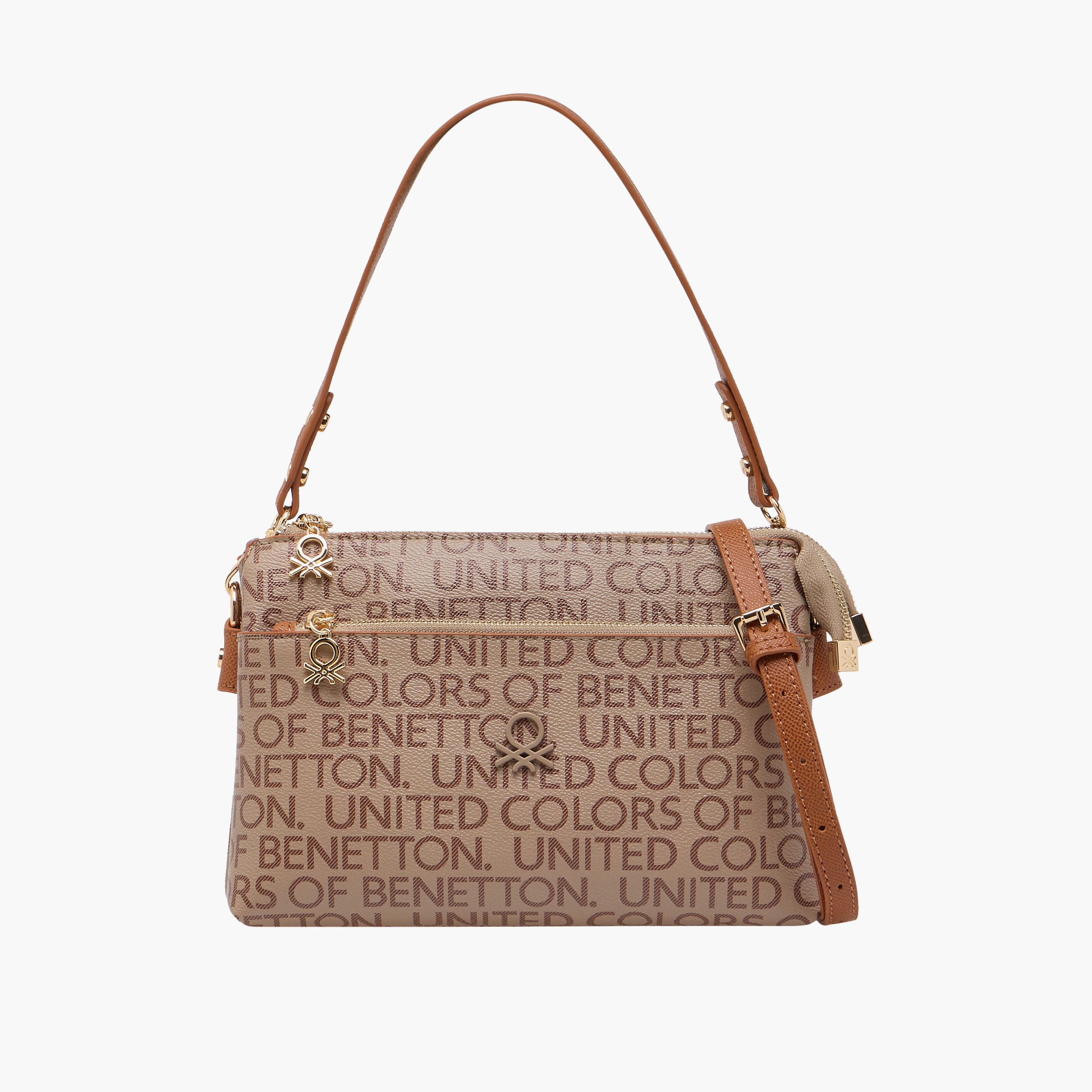 UCB Monogram Print Crossbody Bag with Detachable Strap and Zip Closure-women-bagsandwallets-handbags-image-1
