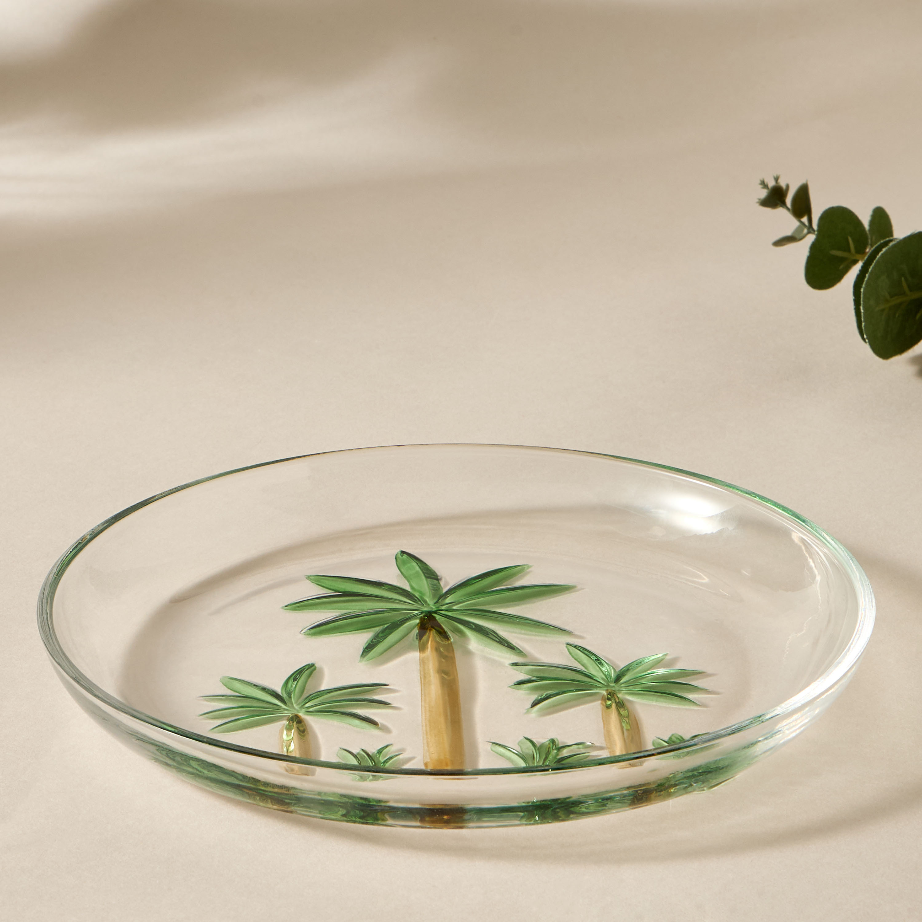 Palm Tree Glass Plate - 21 cm-household-dining-dinnerware-plates-image-1