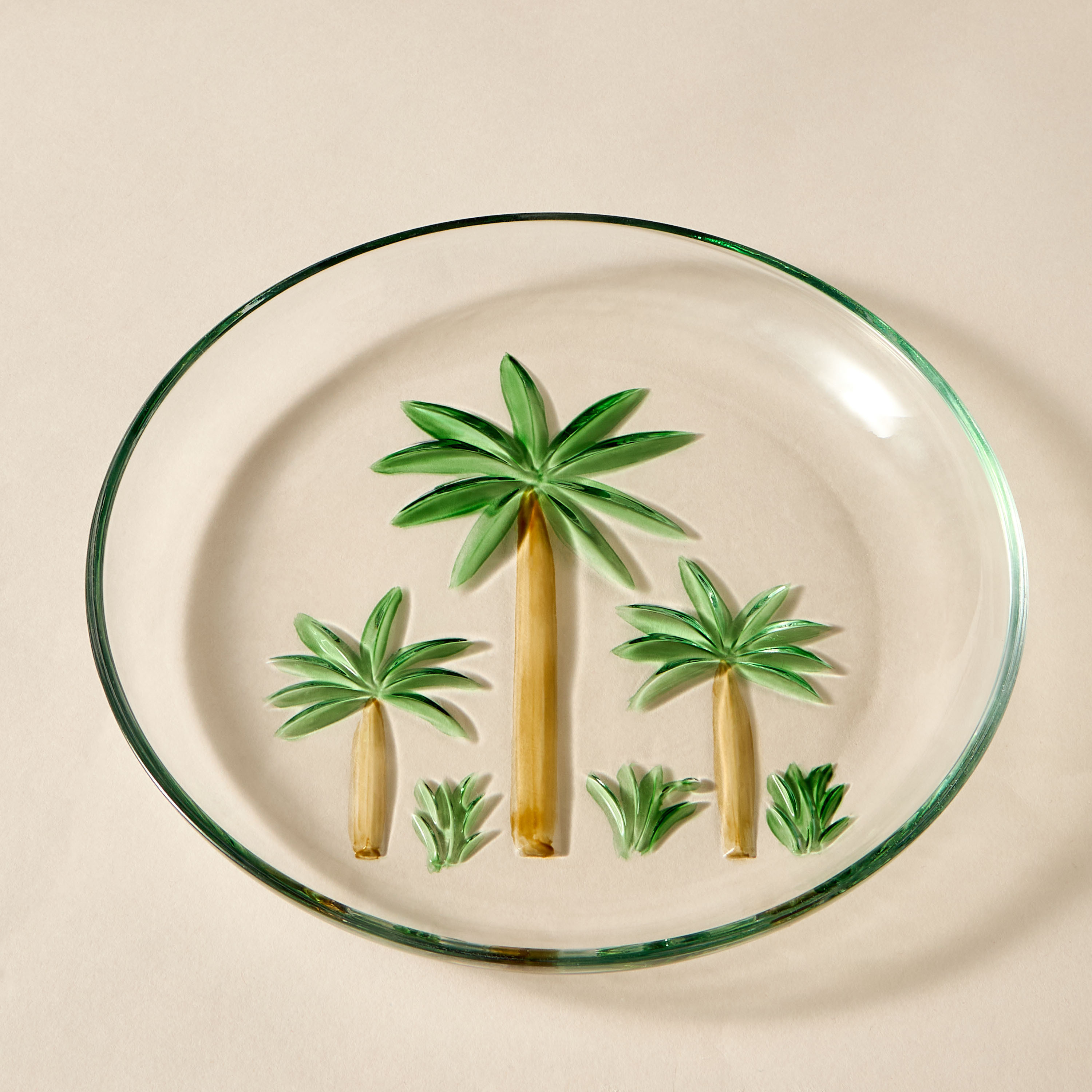 Palm Tree Glass Plate - 21 cm-household-dining-dinnerware-plates-image-2