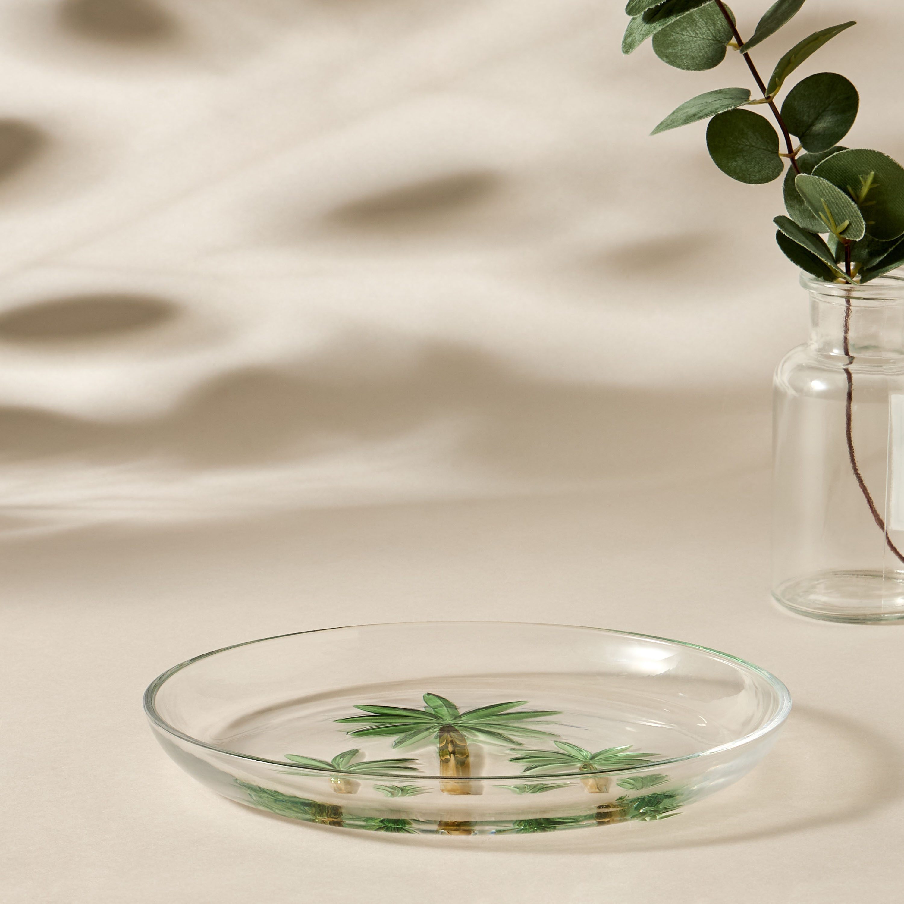 Palm Tree Glass Plate - 21 cm-household-dining-dinnerware-plates-image-5