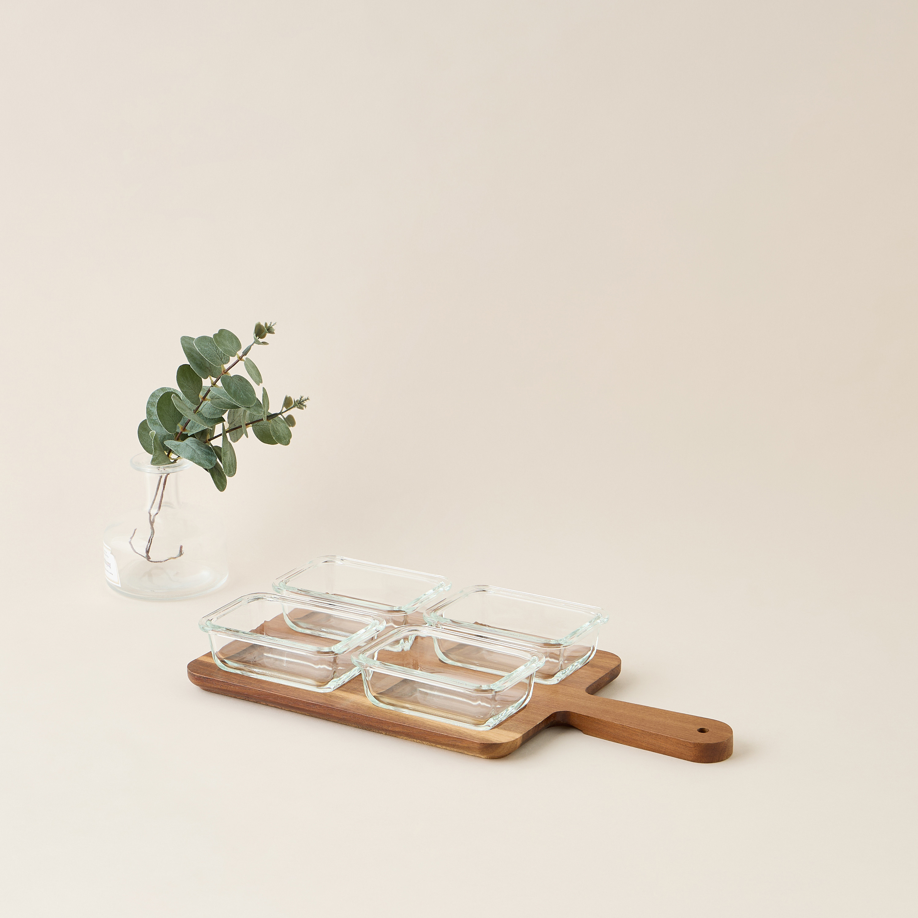 4-Piece Glass Bowl Set with Wooden Tray-household-dining-serveware-chipsanddip-image-2