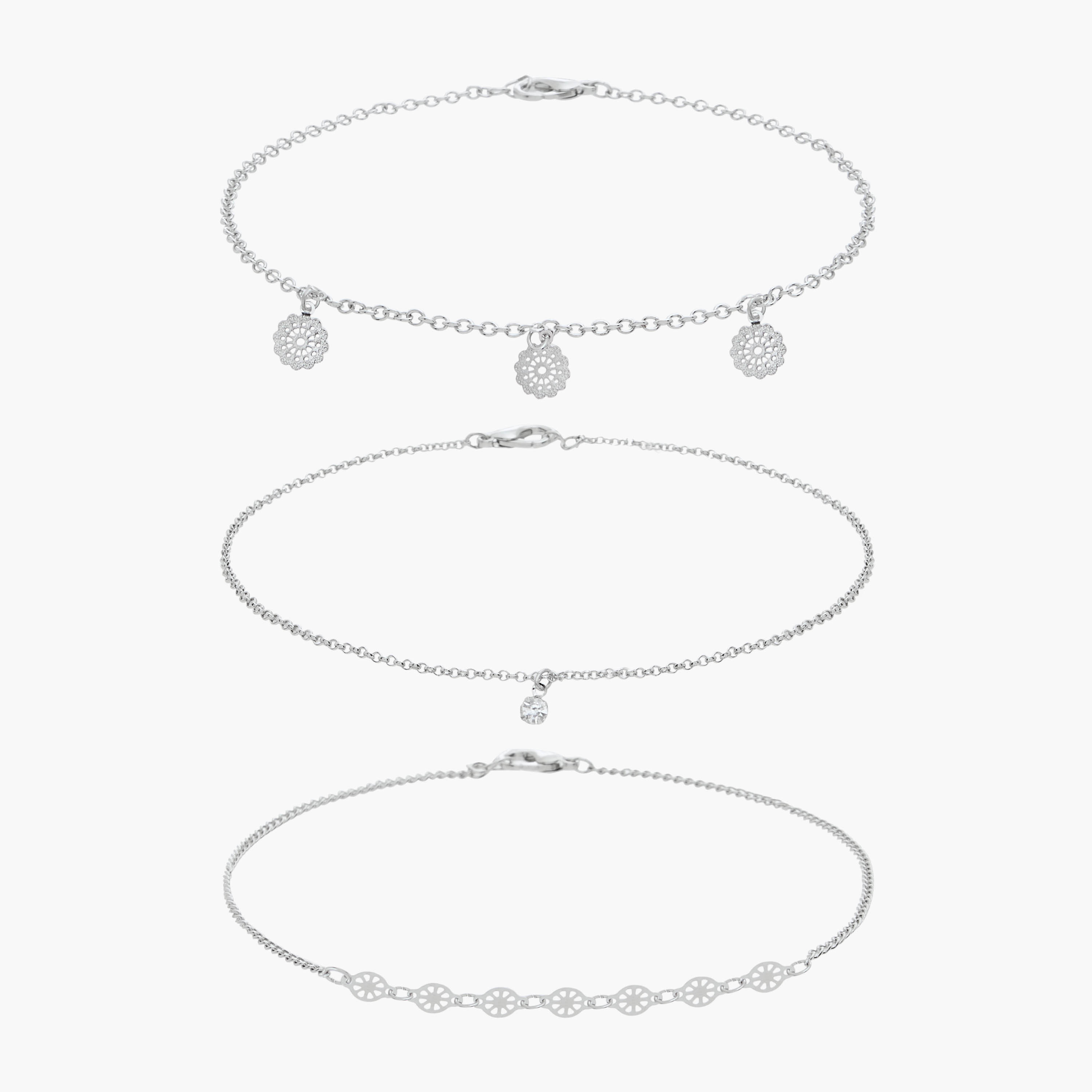 خلخال مزيّن بمشبك إغلاق - طقم 3 قطع-women-watchesandjewellery-jewellery-anklets-image-1