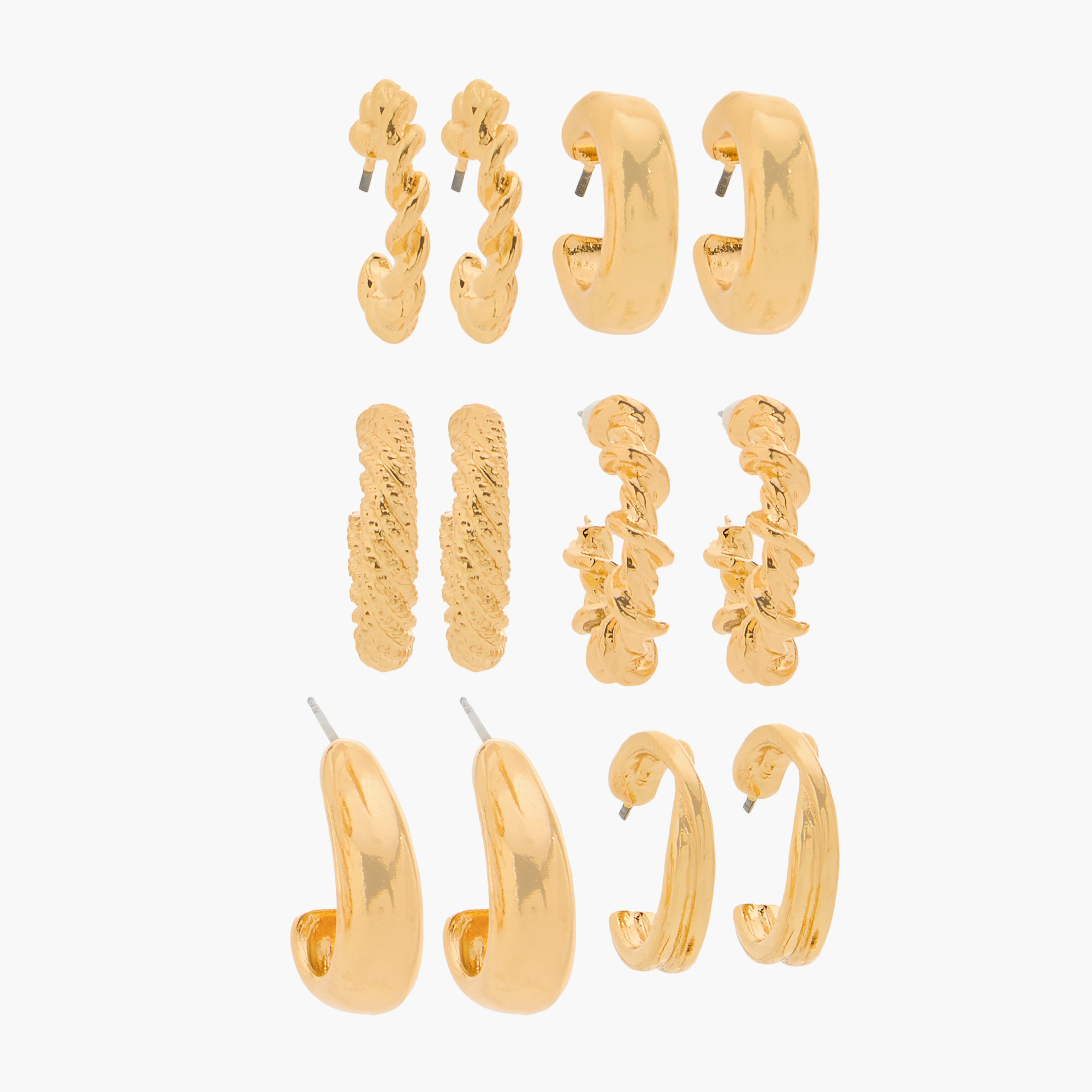 Assorted Hoop Earrings with Pushback Closure - Set of 6-women-watchesandjewellery-jewellery-earrings-image-1
