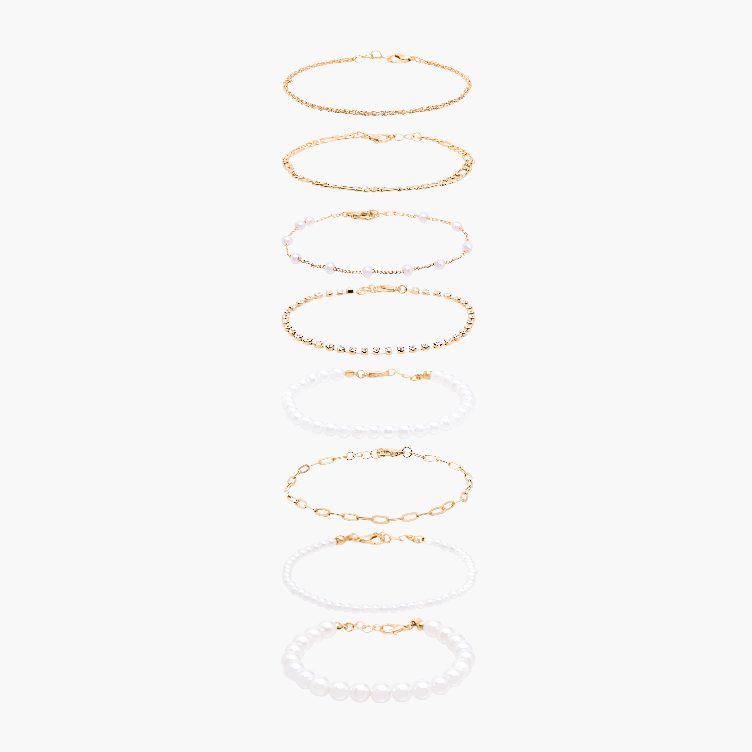 أساور ميتاليك بمشبك إغلاق - طقم من 8 قطع-women-watchesandjewellery-jewellery-banglesandbracelets-image-1