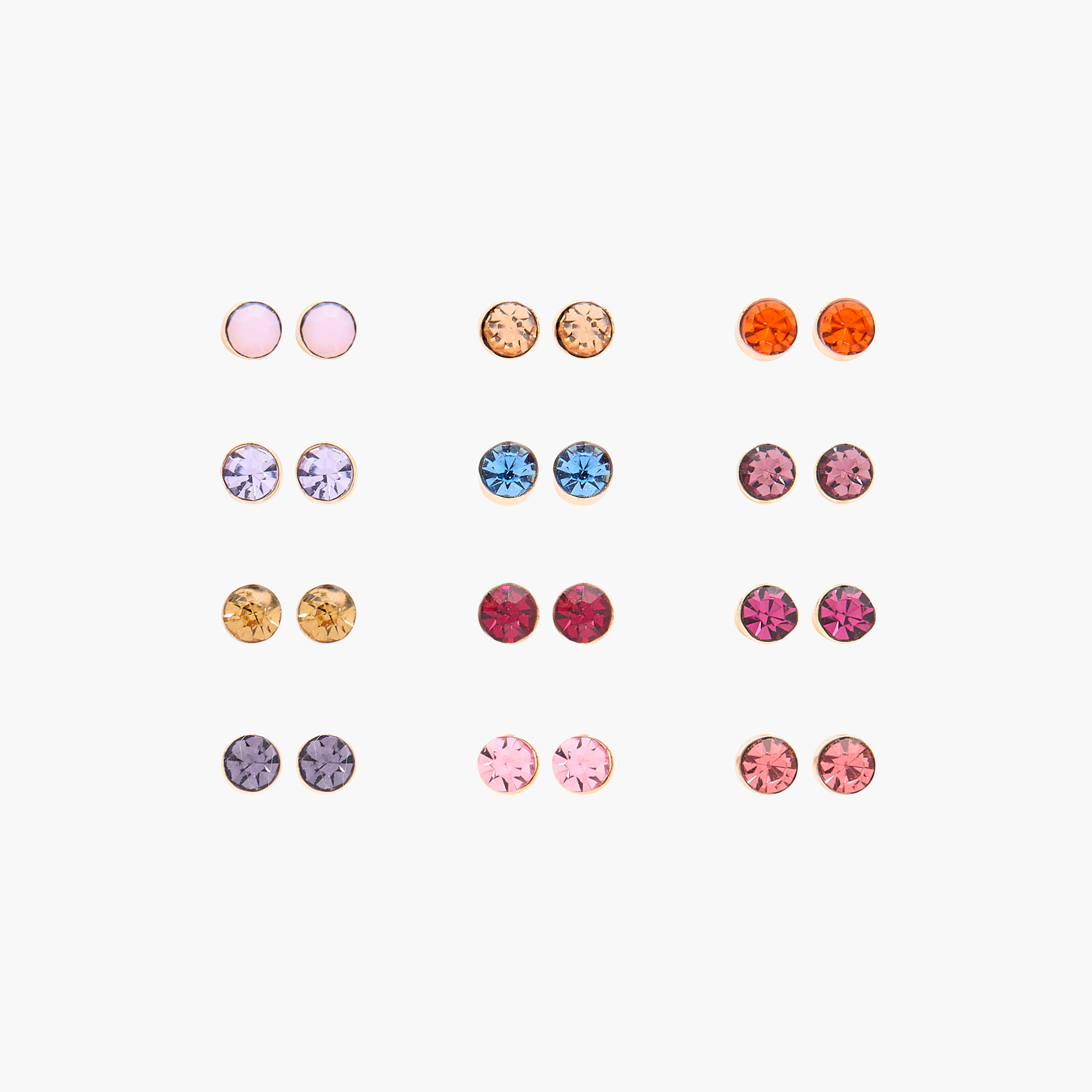 Stone Embellished Stud Earrings with Pushback Closure - Set of 12-women-watchesandjewellery-jewellery-earrings-image-1