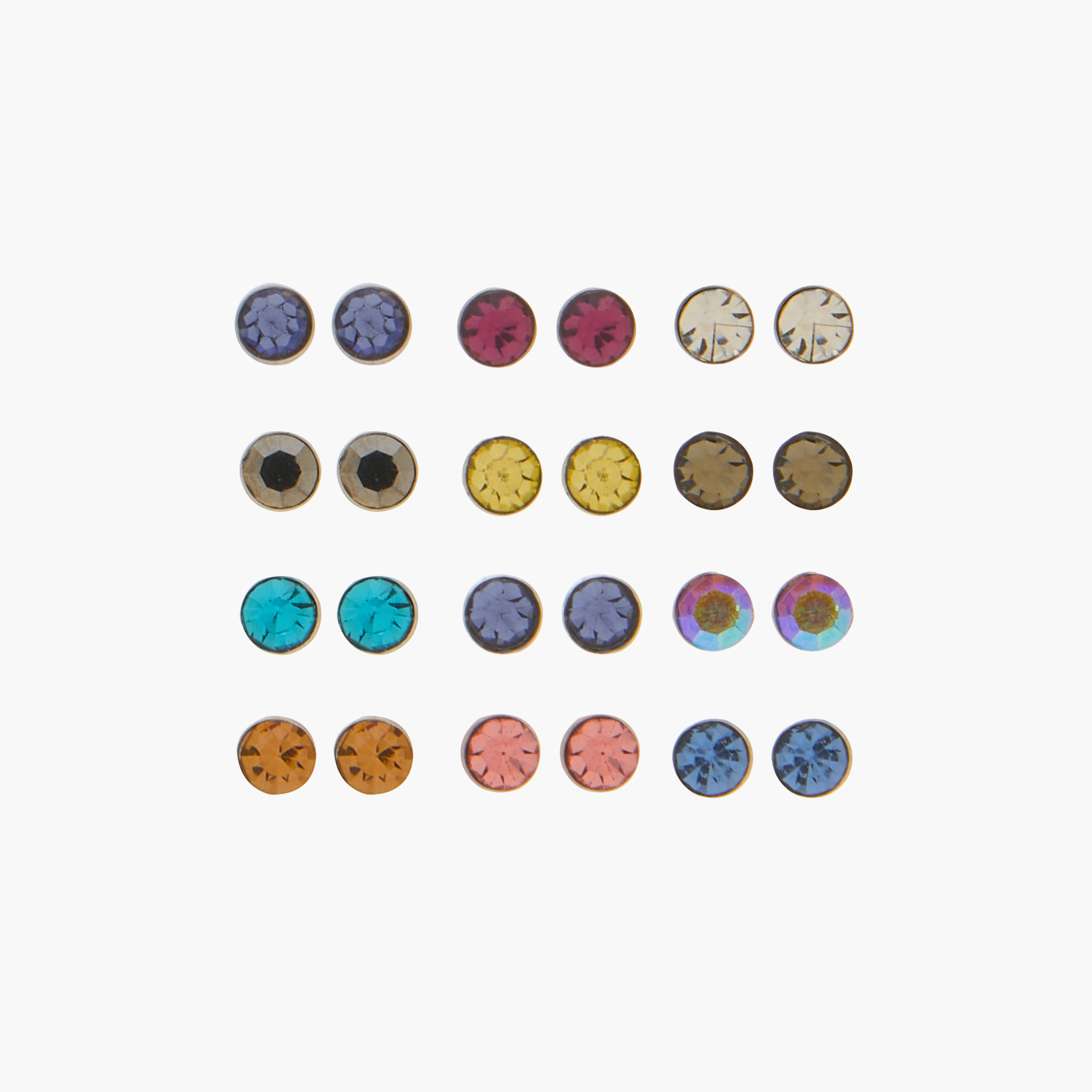 Embellished Stud Earrings with Pushback Closure - Set of 12-women-watchesandjewellery-jewellery-earrings-image-1