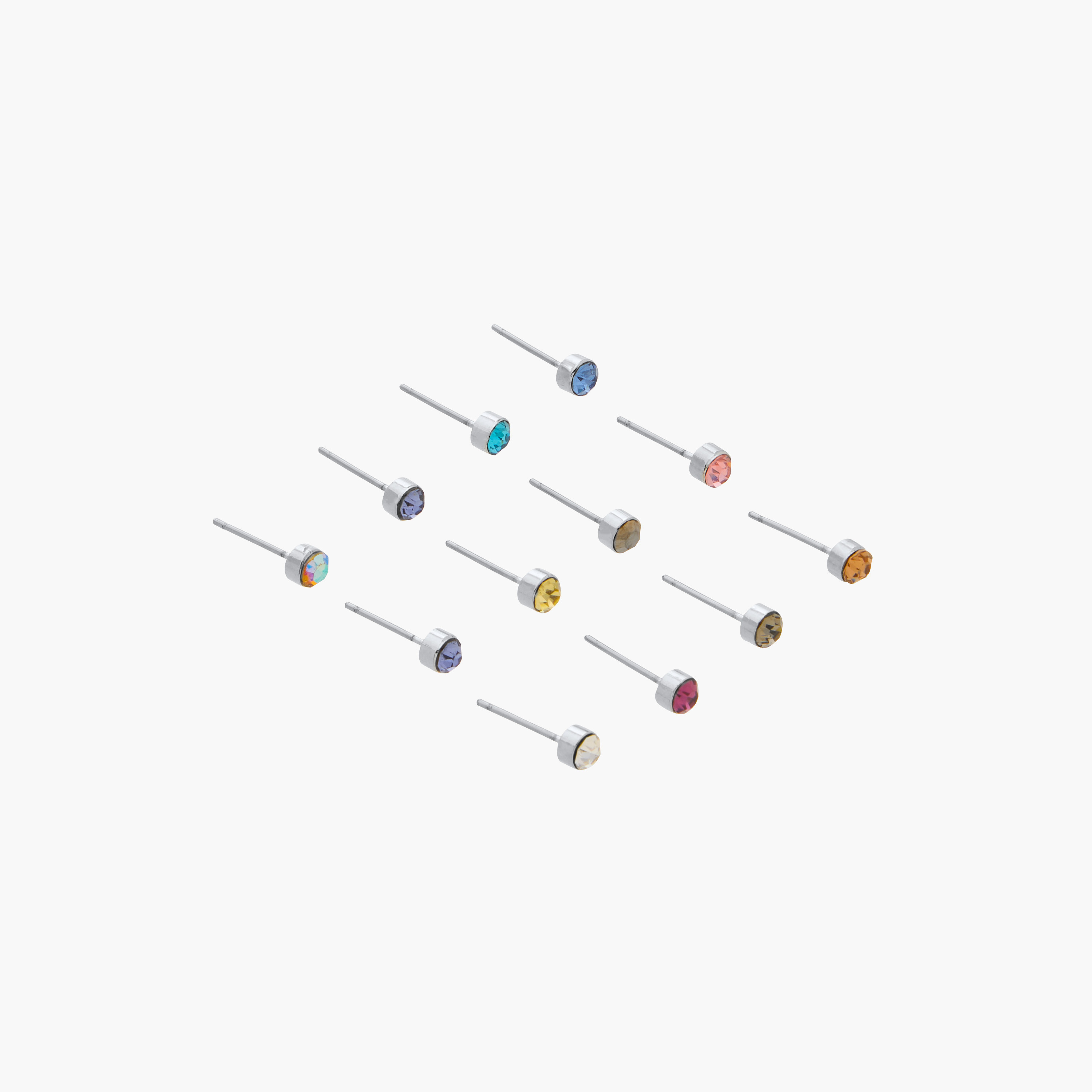 Embellished Stud Earrings with Pushback Closure - Set of 12-women-watchesandjewellery-jewellery-earrings-image-2