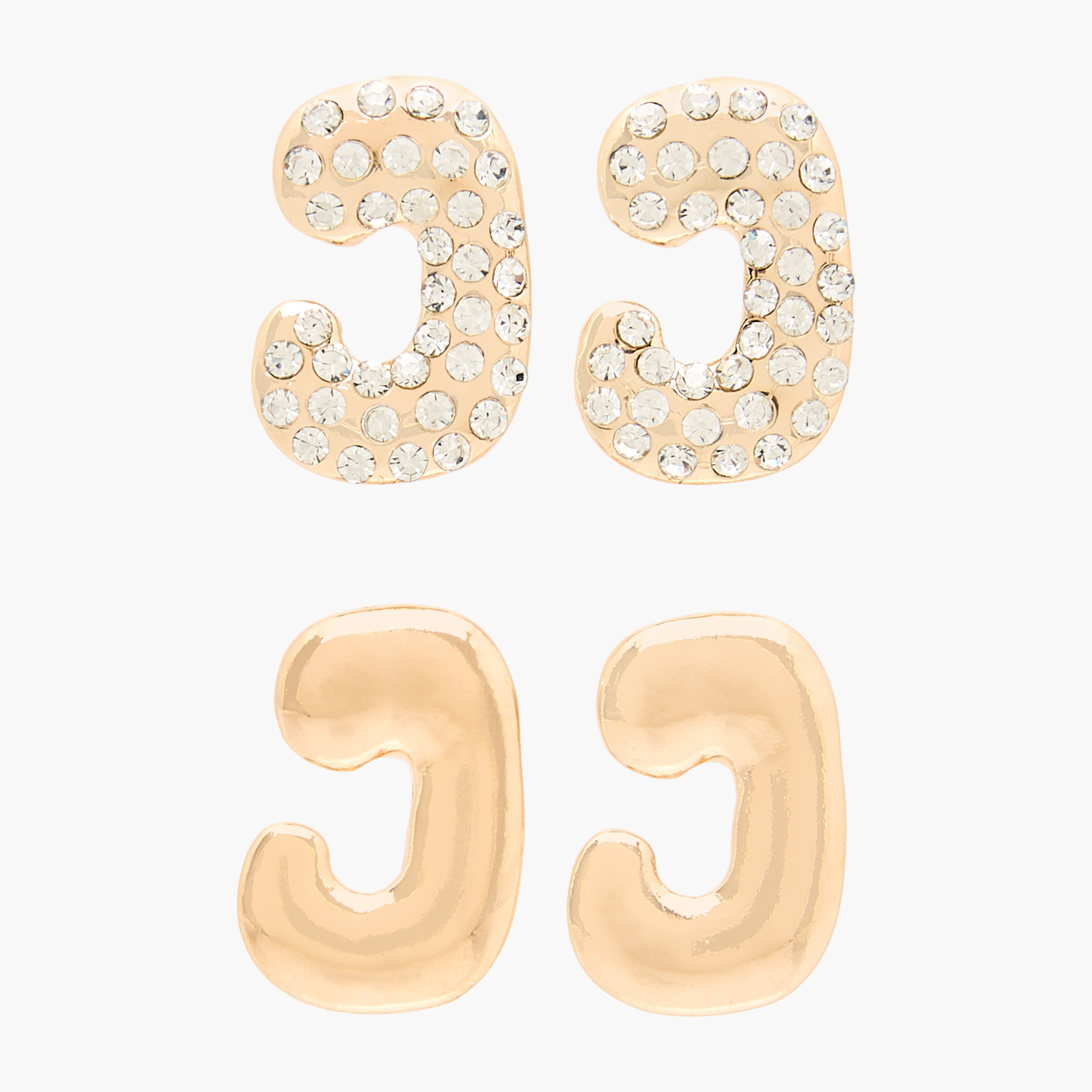 Metallic Earrings with Pushback Closure - Set of 2-women-watchesandjewellery-jewellery-earrings-image-1