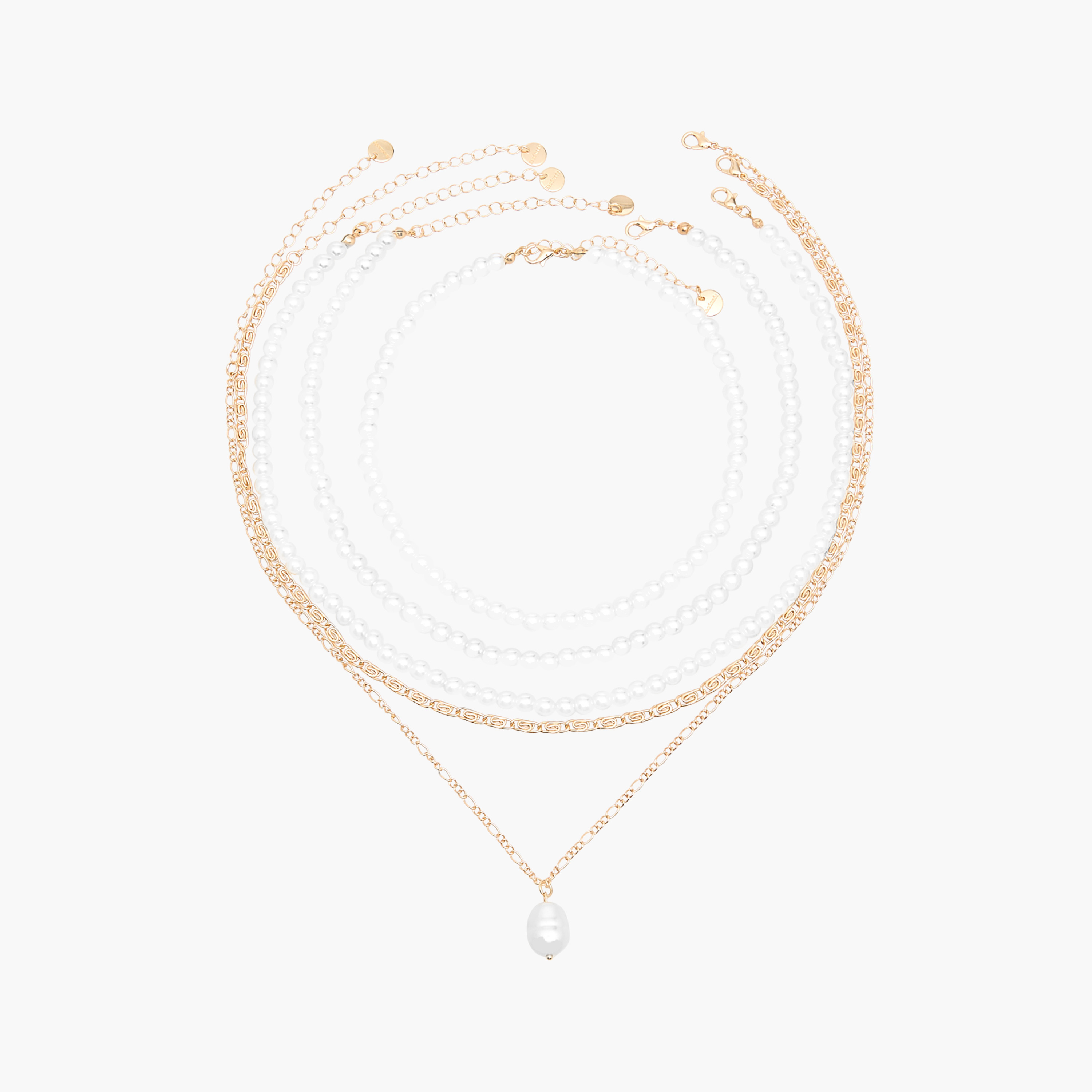Metallic Necklace with Lobster Clasp Closure - Set of 5-women-watchesandjewellery-jewellery-necklacesandpendants-image-1