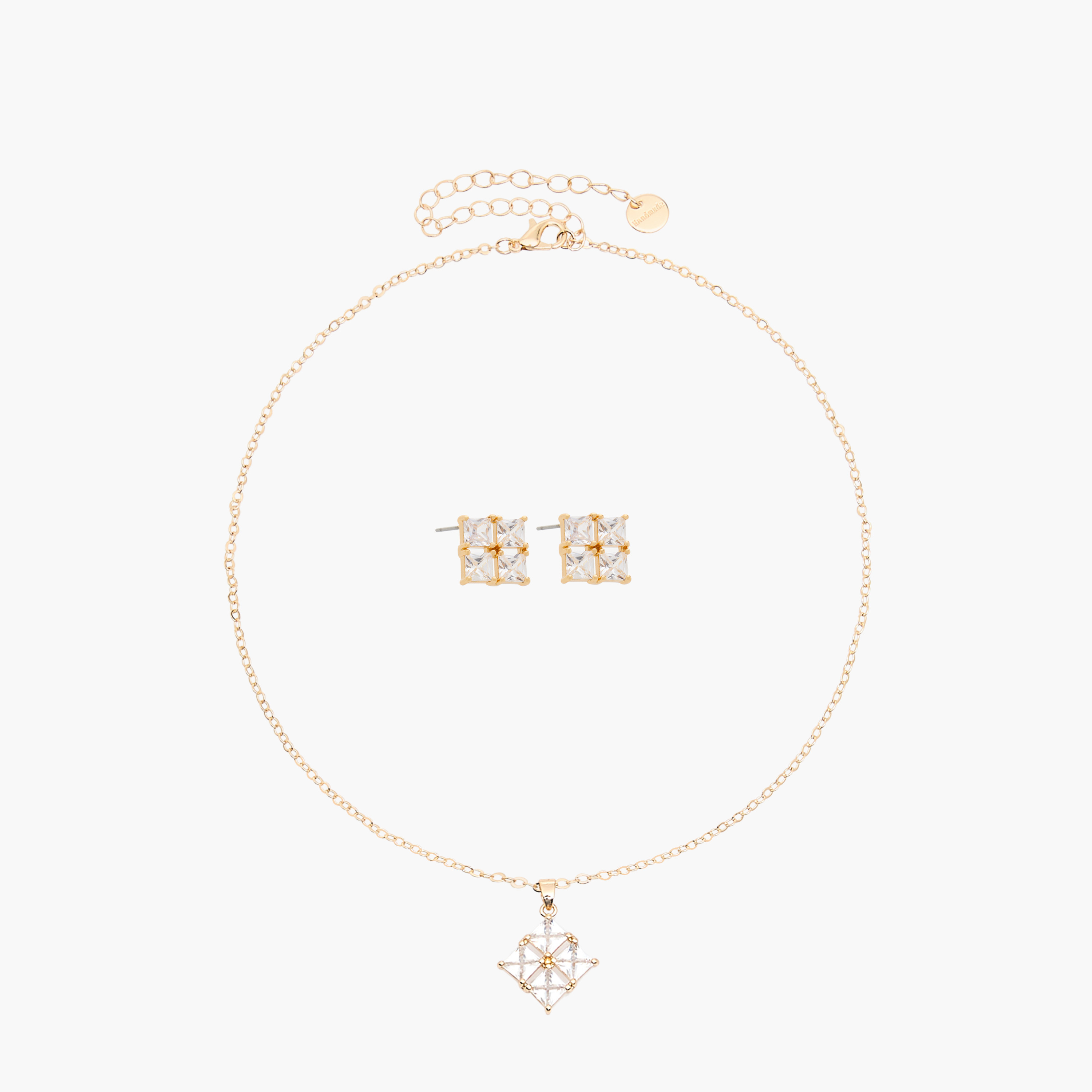 طقم حلق وعقد بدلاية مكعب زركونيا-women-watchesandjewellery-jewellery-jewellerysets-image-1