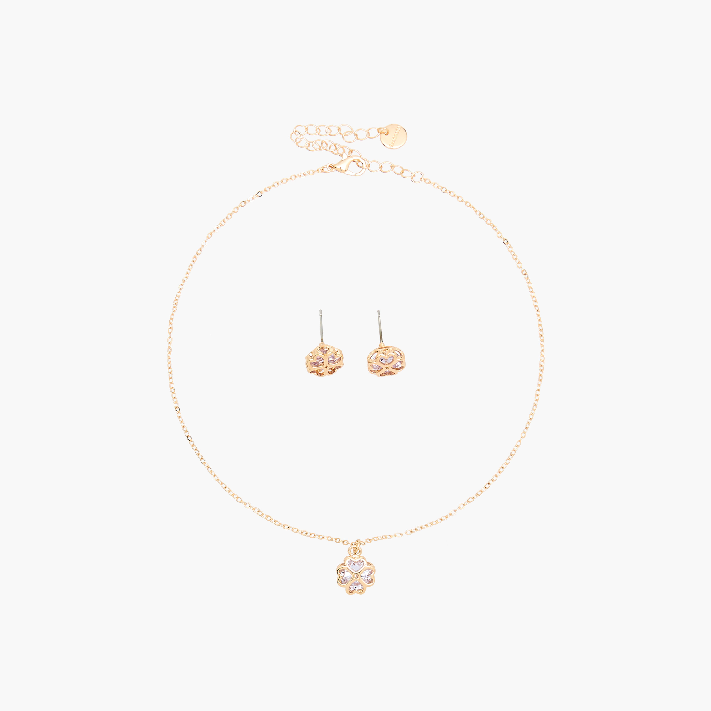 Cubic Zirconia Pendant Necklace and Earrings Set-women-watchesandjewellery-jewellery-jewellerysets-image-1