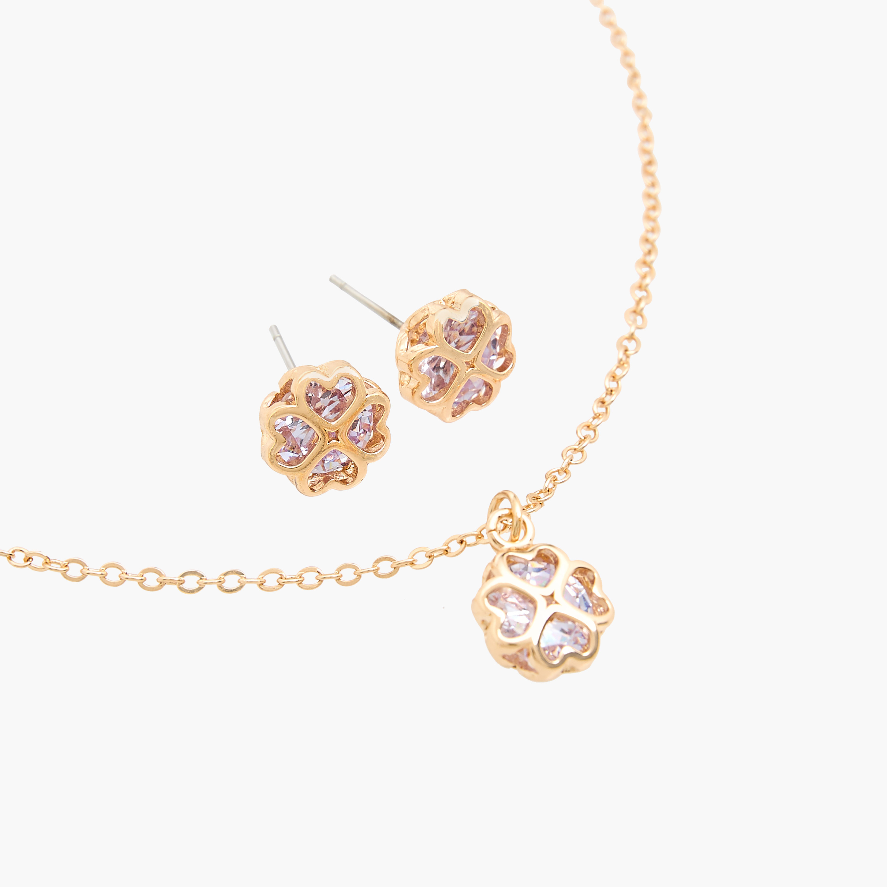 Cubic Zirconia Pendant Necklace and Earrings Set-women-watchesandjewellery-jewellery-jewellerysets-image-3