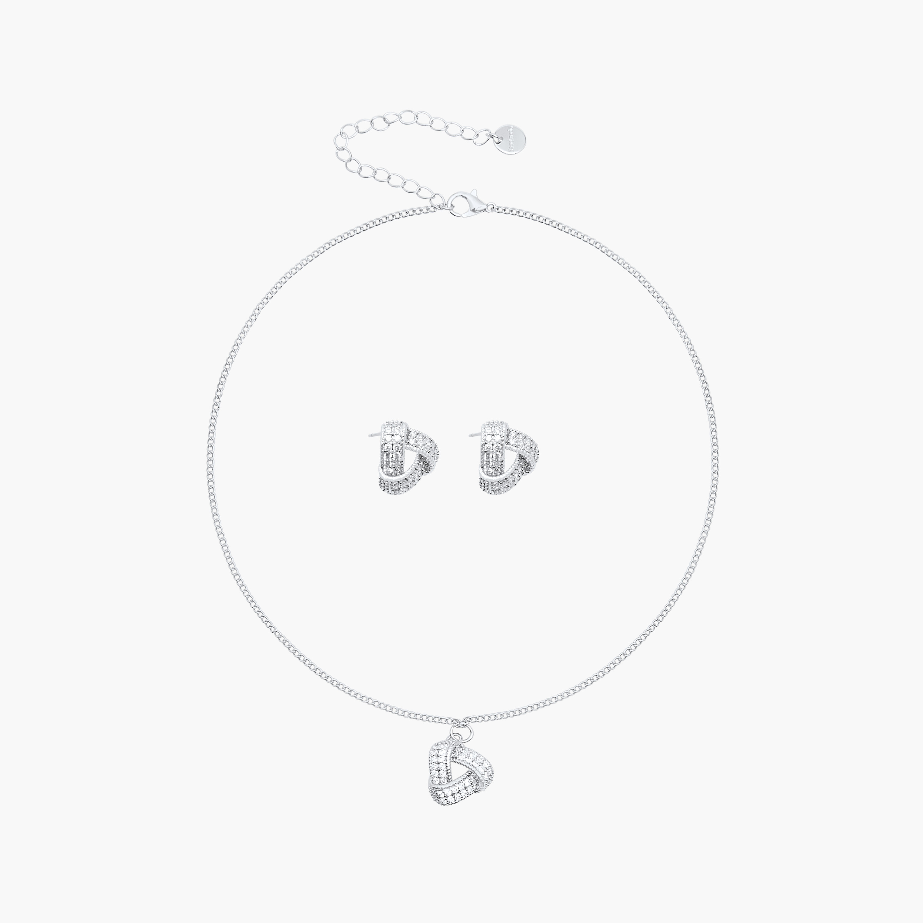 Cubic Zirconia Pendant Necklace and Earrings Set-women-watchesandjewellery-jewellery-jewellerysets-image-1