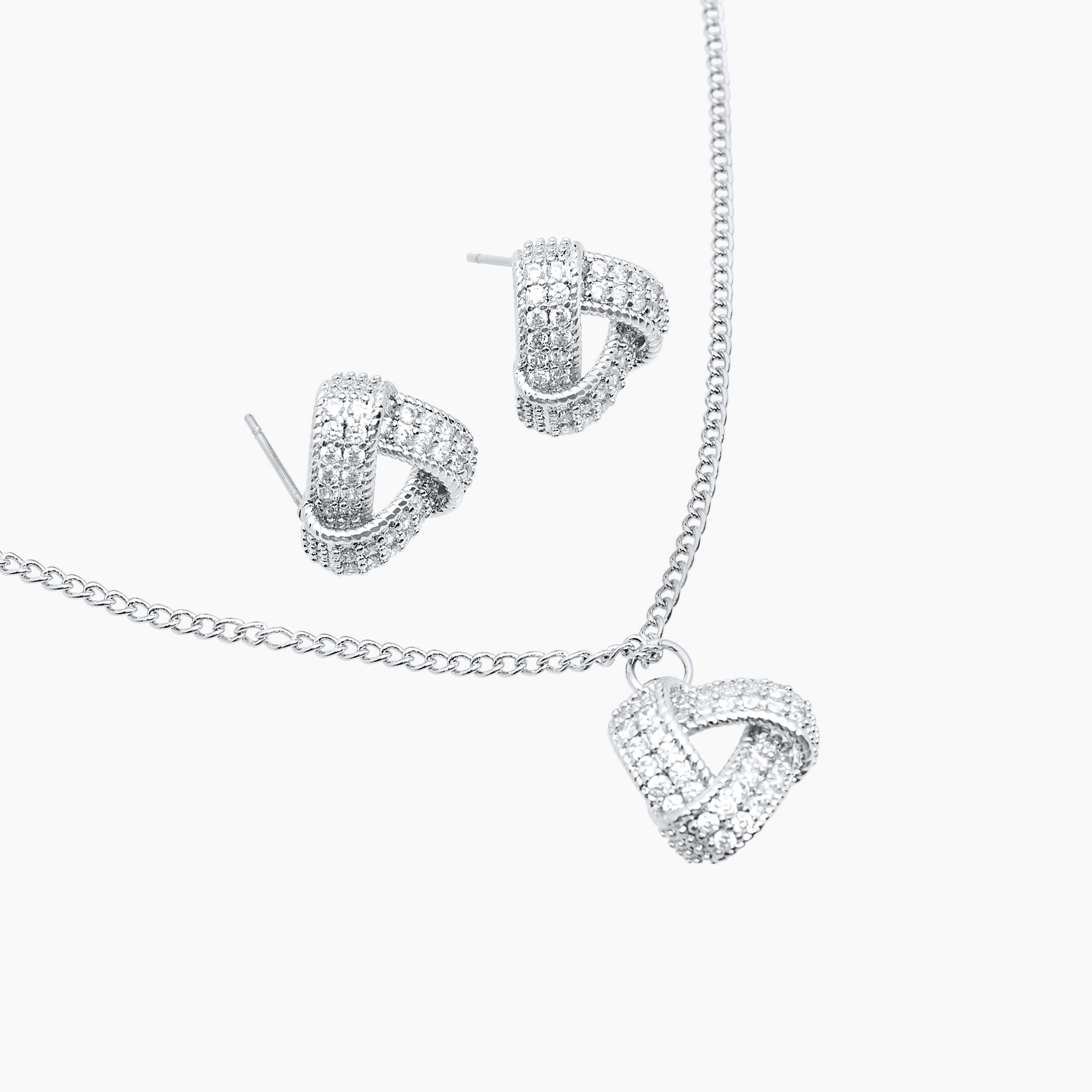 Cubic Zirconia Pendant Necklace and Earrings Set-women-watchesandjewellery-jewellery-jewellerysets-image-3
