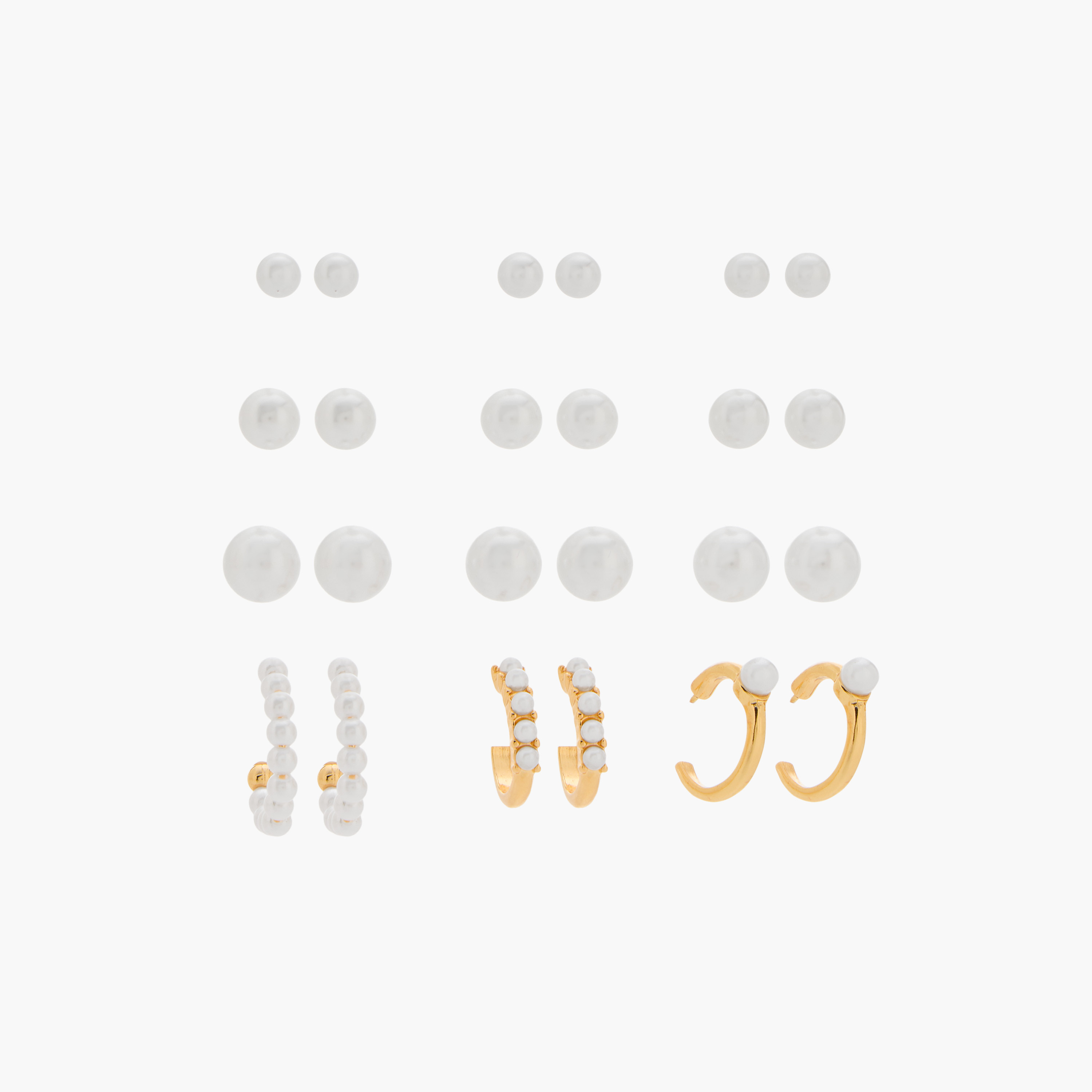 Pearl Embellished Earrings with Pushback Closure - Set of 12-women-watchesandjewellery-jewellery-earrings-image-1