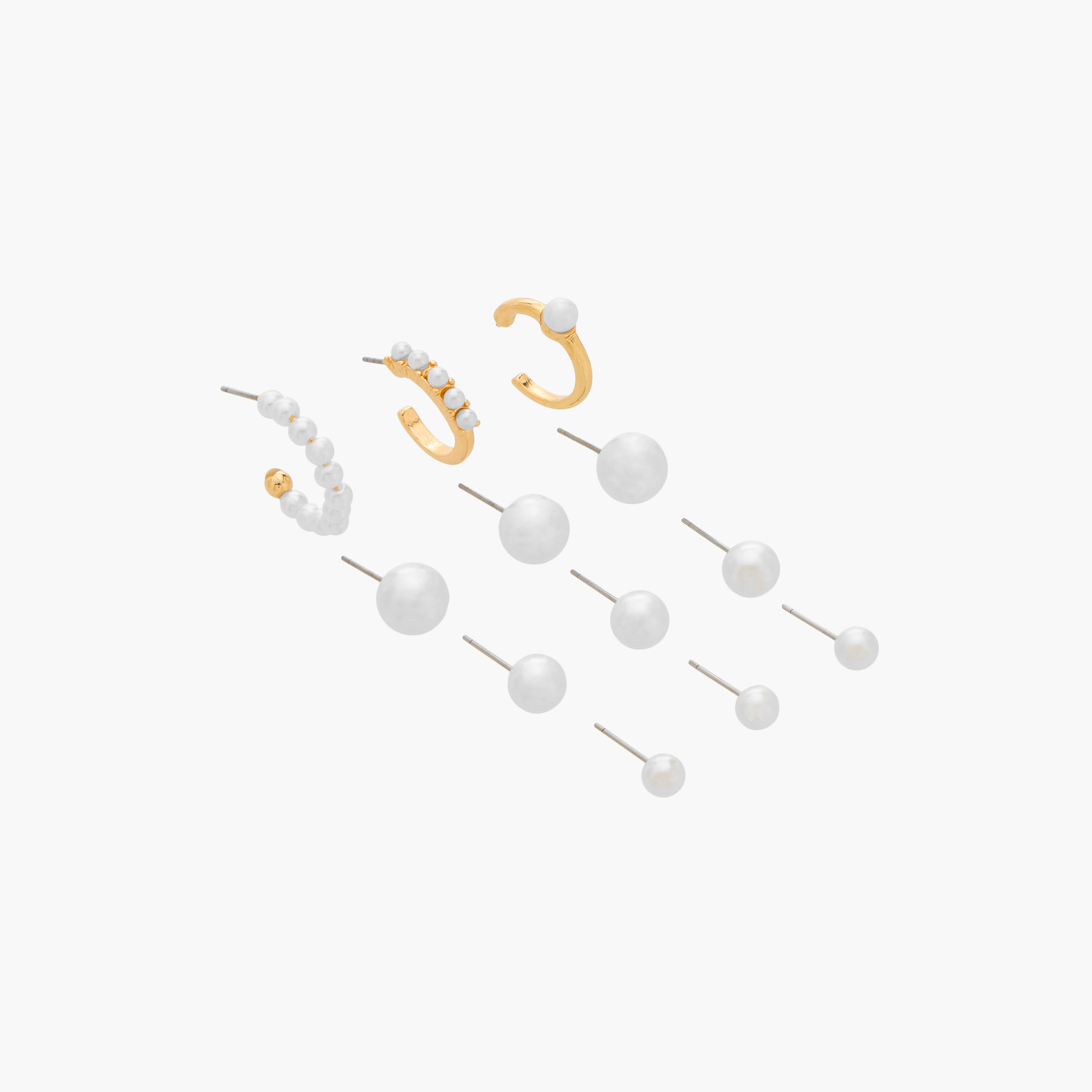 Pearl Embellished Earrings with Pushback Closure - Set of 12-women-watchesandjewellery-jewellery-earrings-image-2