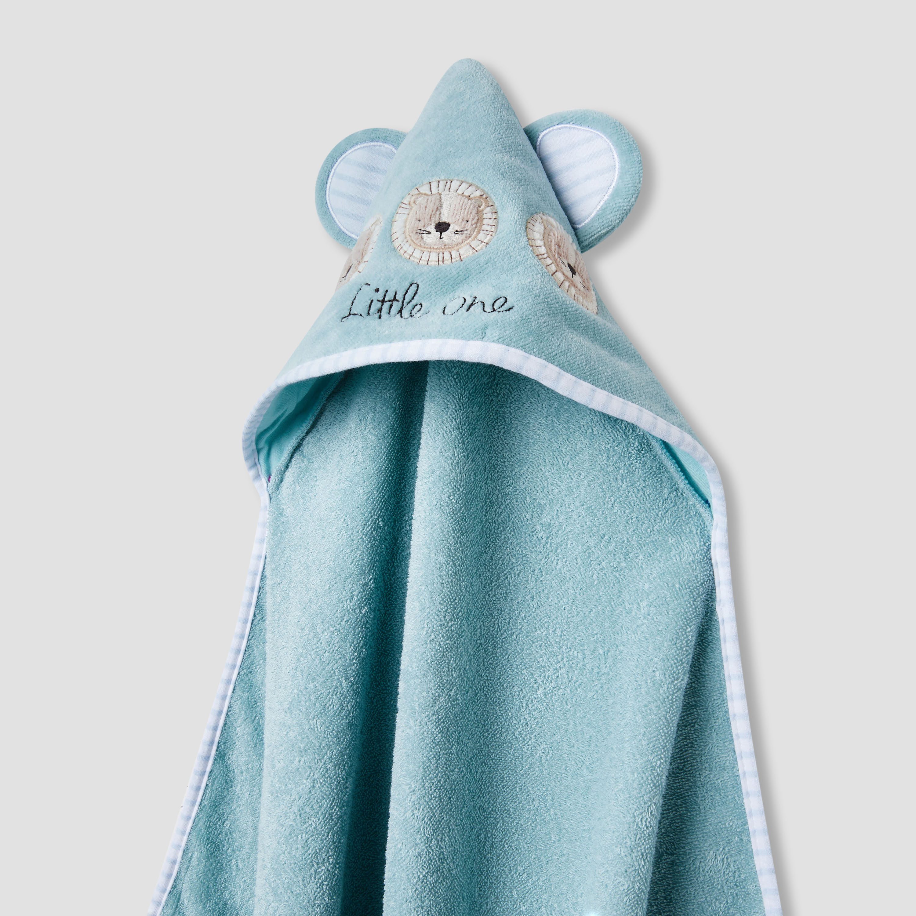 Juniors 75x75 cm Baby Towel and Mitten with Lion Applique Detail-baby-bathandcare-towels-image-2