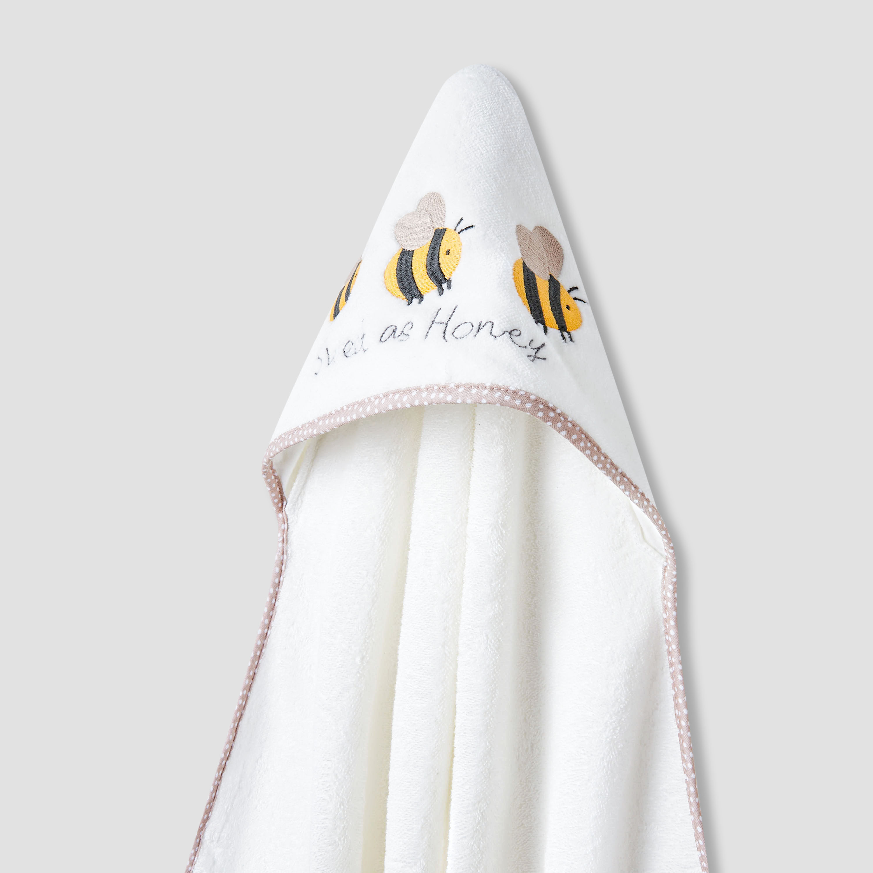 Juniors 75x75 cm Baby Towel and Mitten with Bee Embroidery-baby-bathandcare-towels-image-2