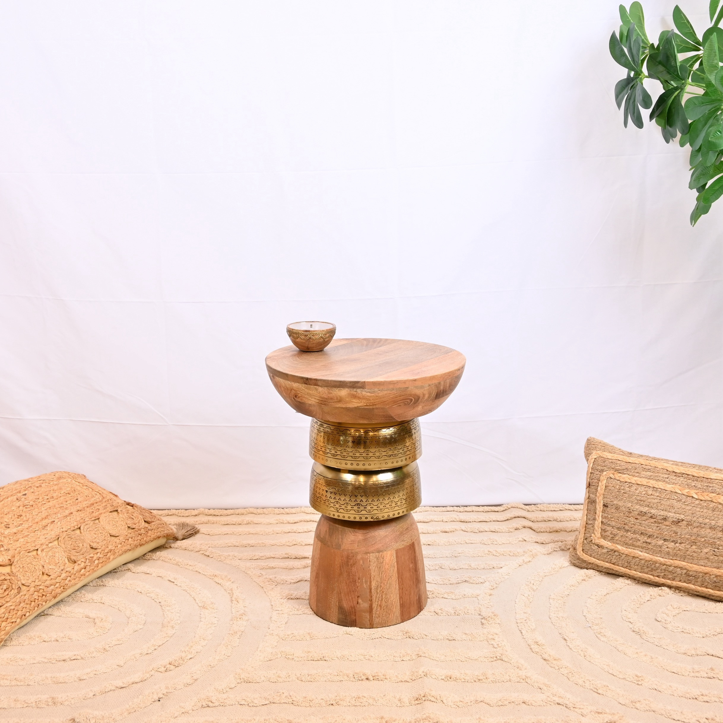 Crafted by Lifestyle Wooden Top Accent Table with Pedestal Base - 40x40x50 cms-furniture-livingroom-sideandendtables-image-1