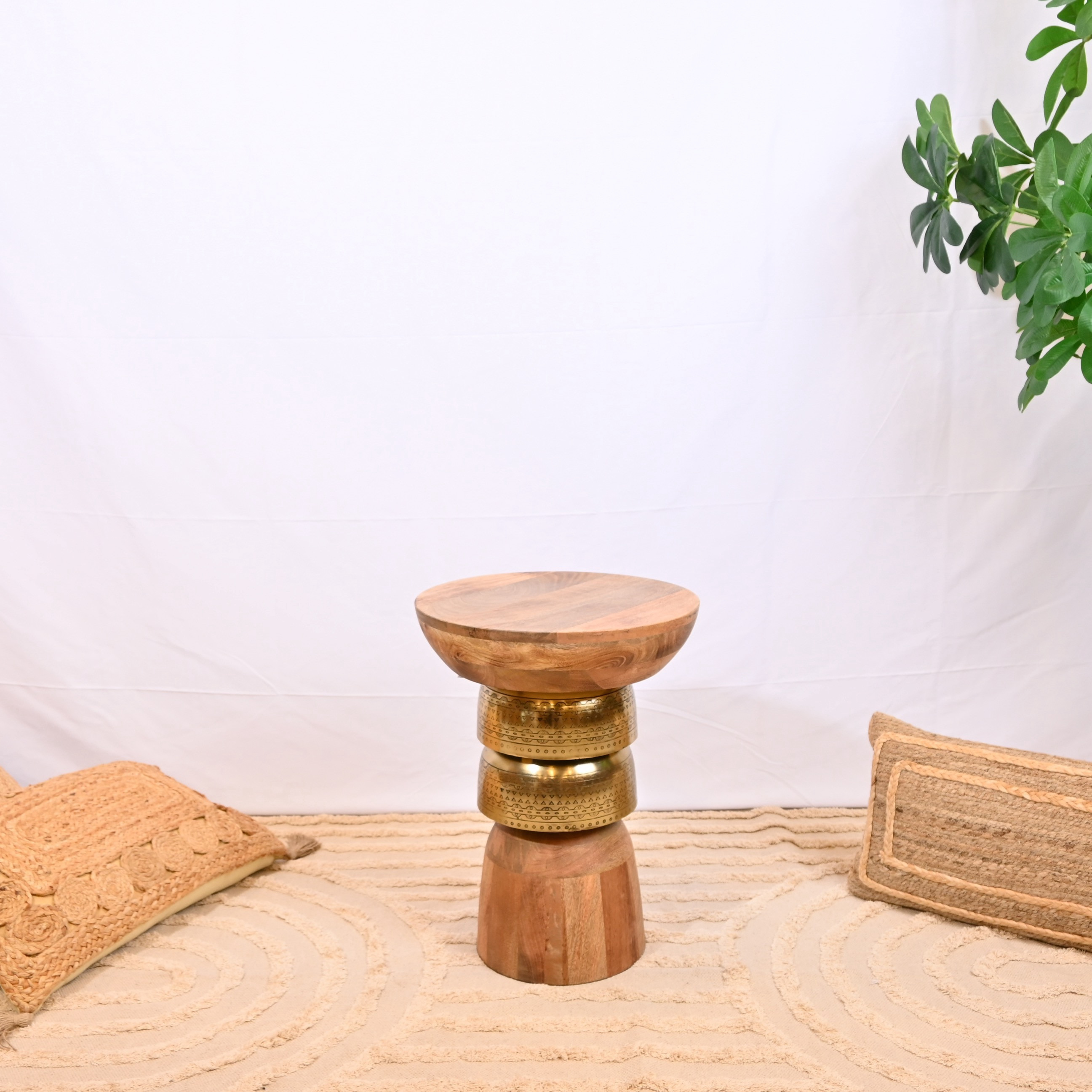Crafted by Lifestyle Wooden Top Accent Table with Pedestal Base - 40x40x50 cms-furniture-livingroom-sideandendtables-image-2