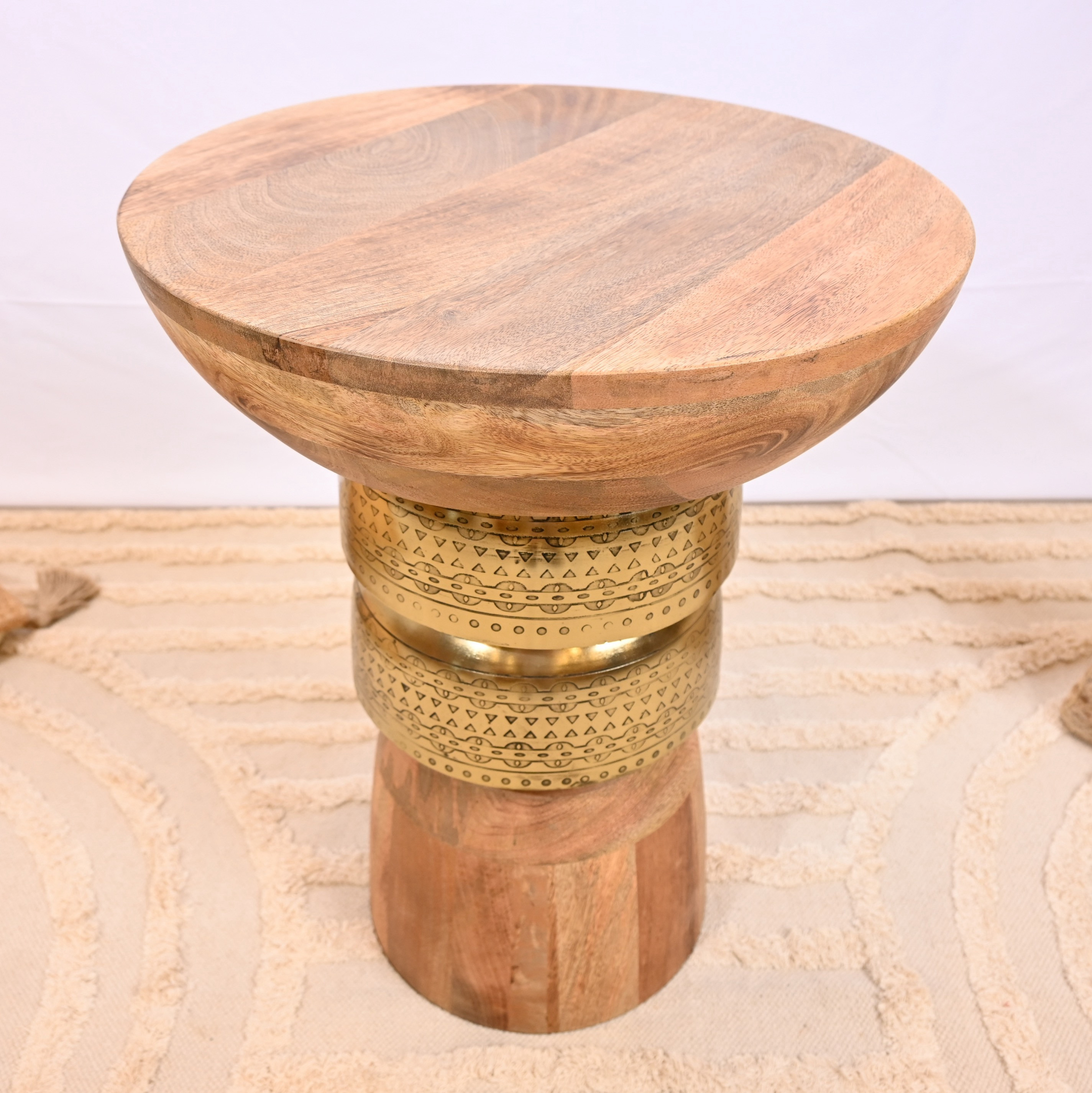 Crafted by Lifestyle Wooden Top Accent Table with Pedestal Base - 40x40x50 cms-furniture-livingroom-sideandendtables-image-3