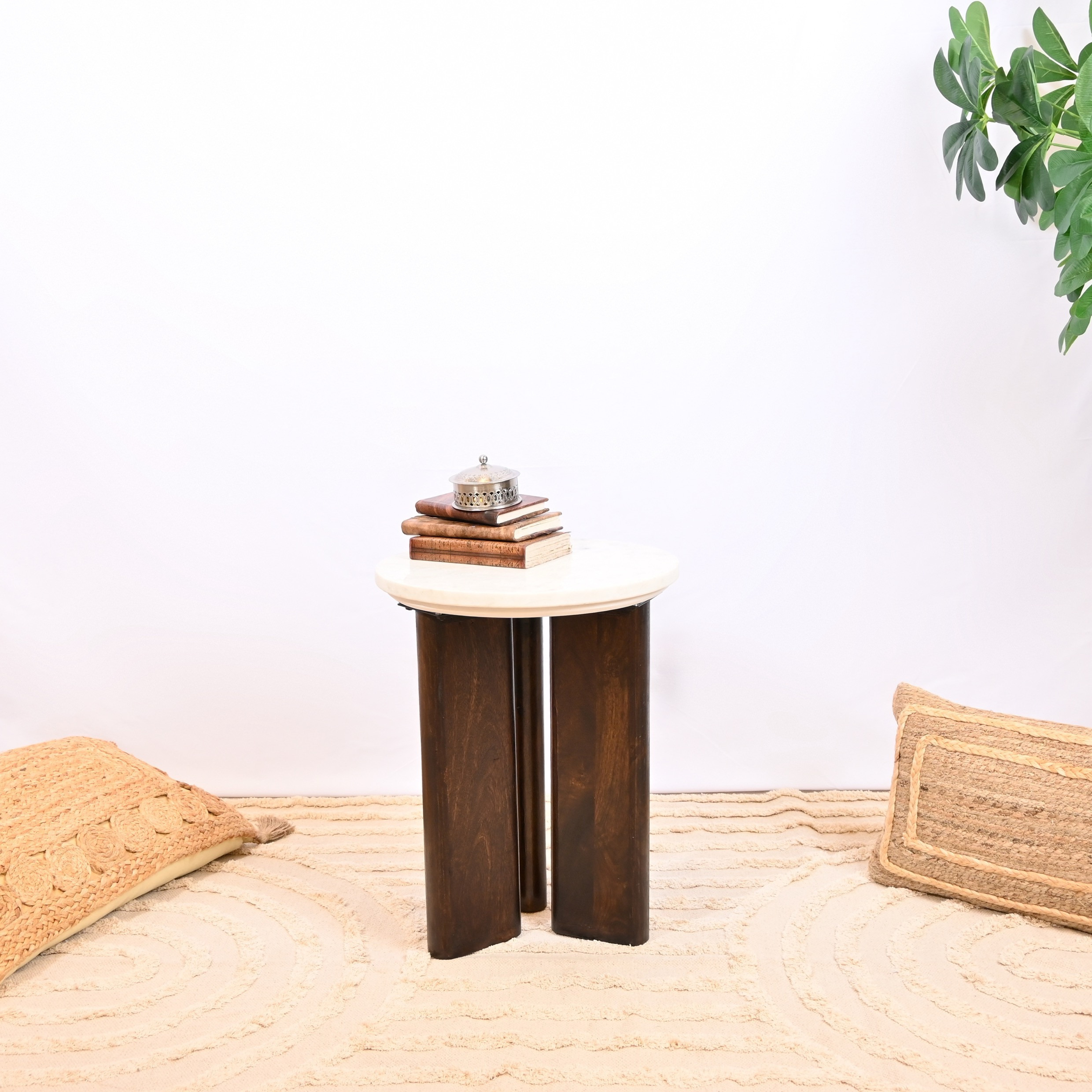 Crafted by Lifestyle Marble Top Accent Table - 40x50 cms-furniture-livingroom-sideandendtables-image-1